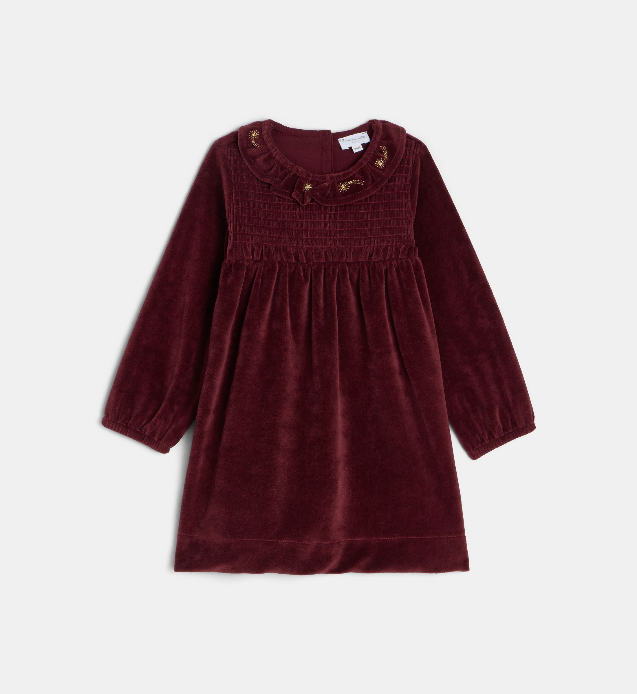 Robe smock valeriane en panne velours, CADET ROUSSELLE