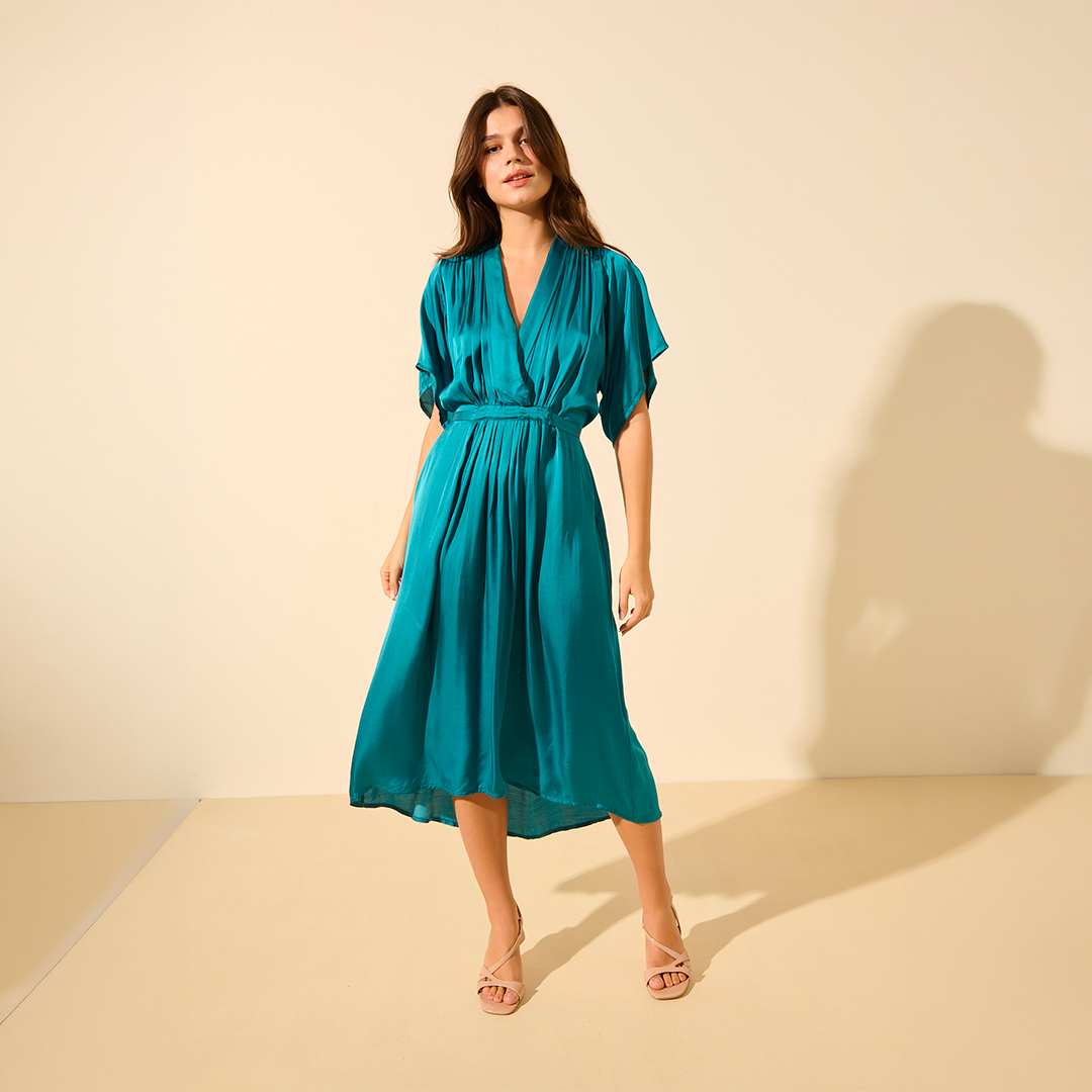 Robe satinée midi CAMILLA, BENOA