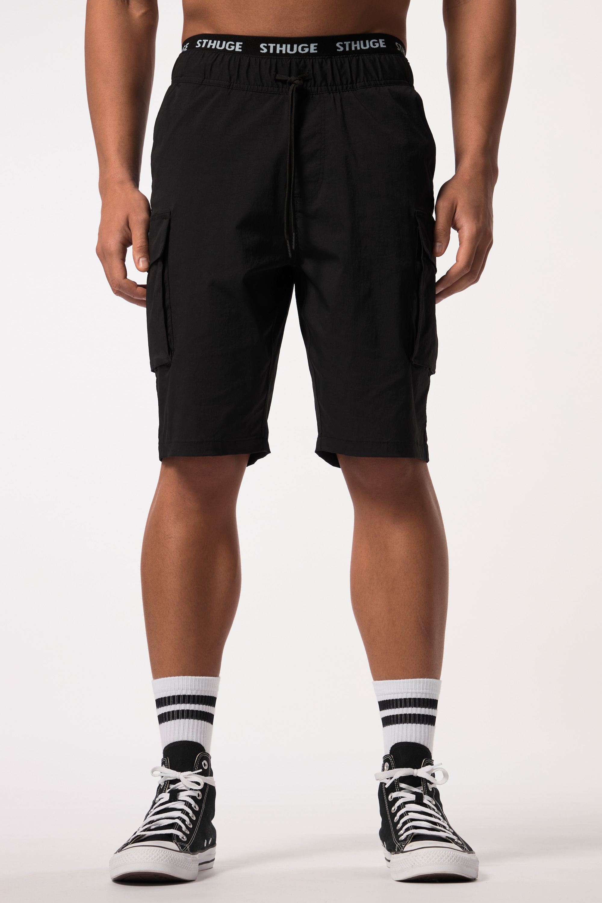 Bermuda cargo en nylon à taille élastique, STHUGE