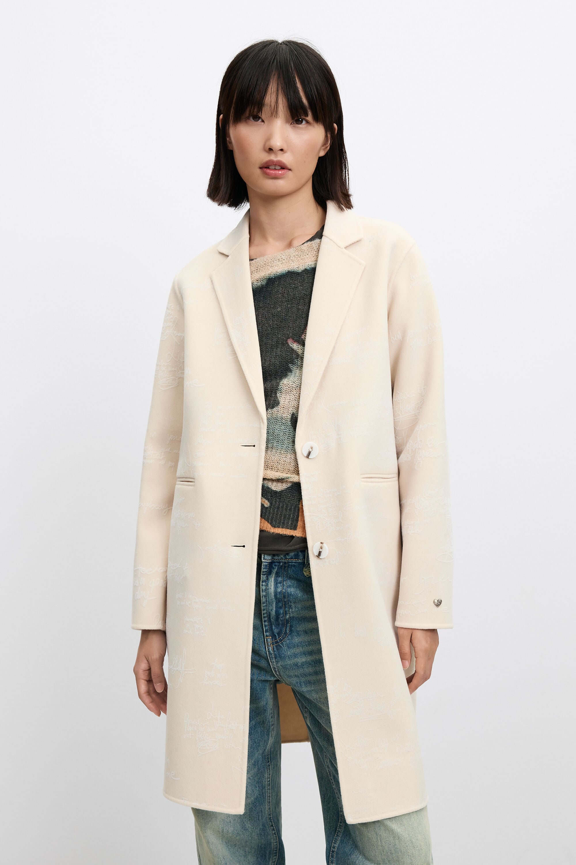 manteau regular imprimé en laine, DESIGUAL