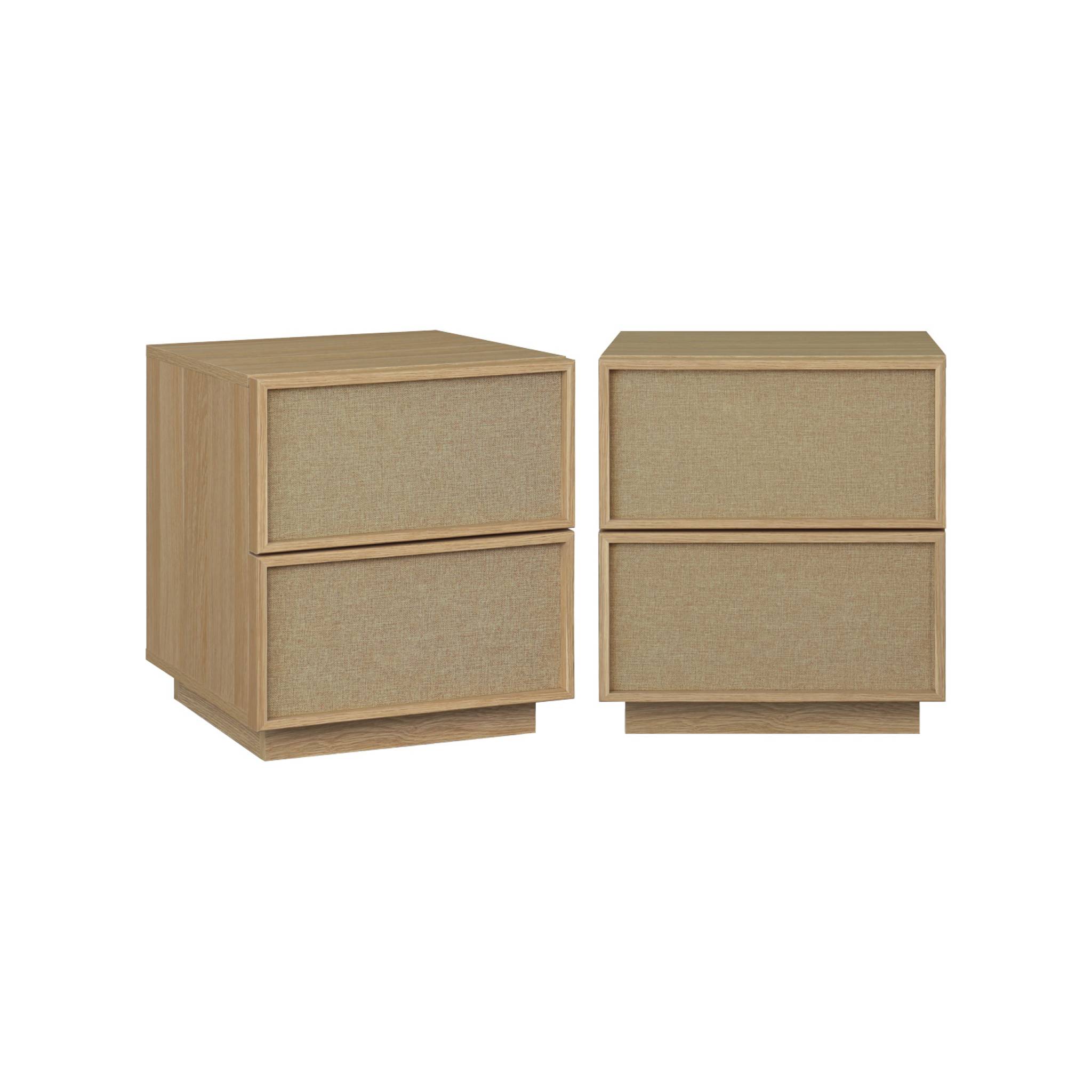 Table de chevet décor bois et tissu 2 tiroirs (lot de 2) KUBA, SWEEEK