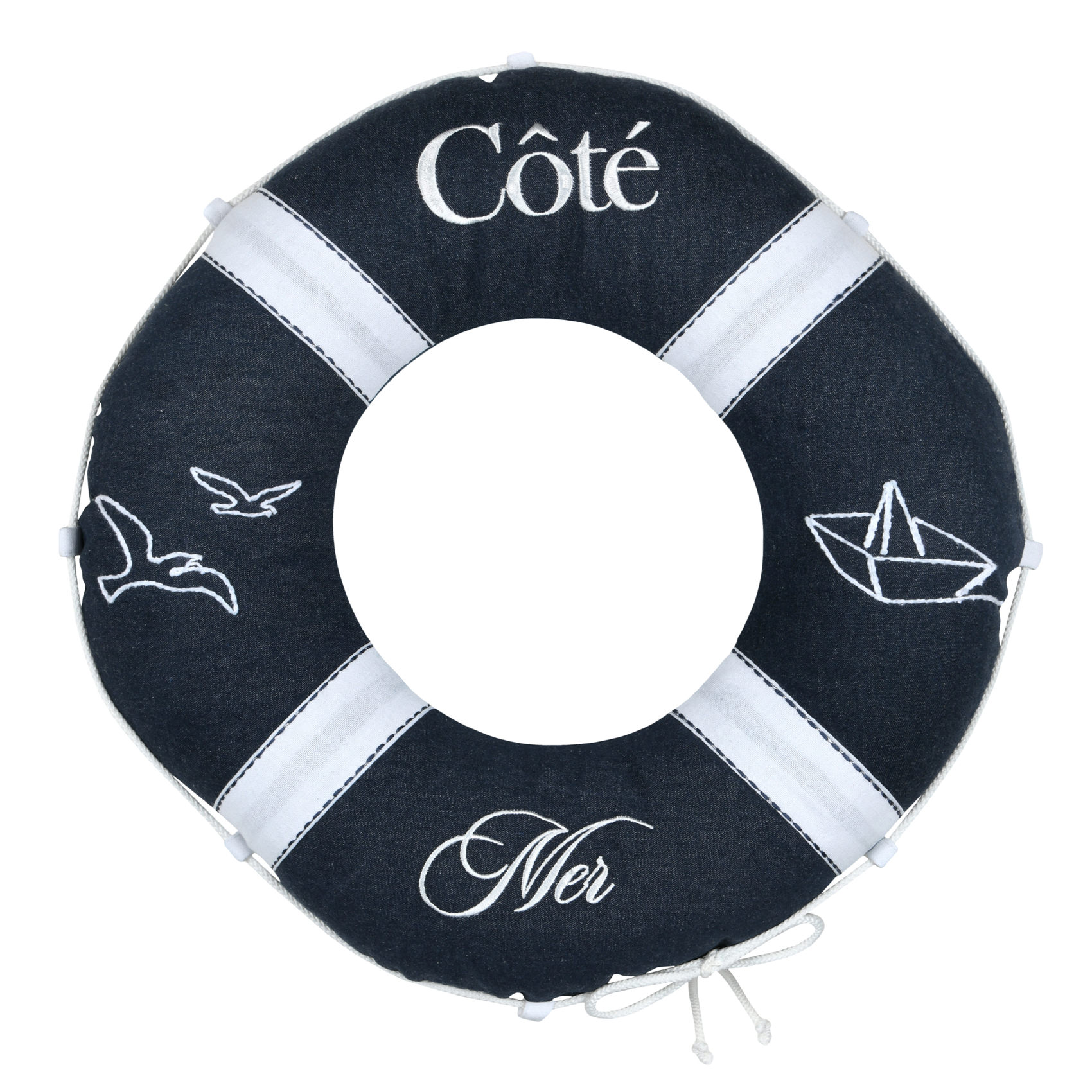 Coussin bouée polycoton décoratif esprit bord de mer, LOVELY CASA