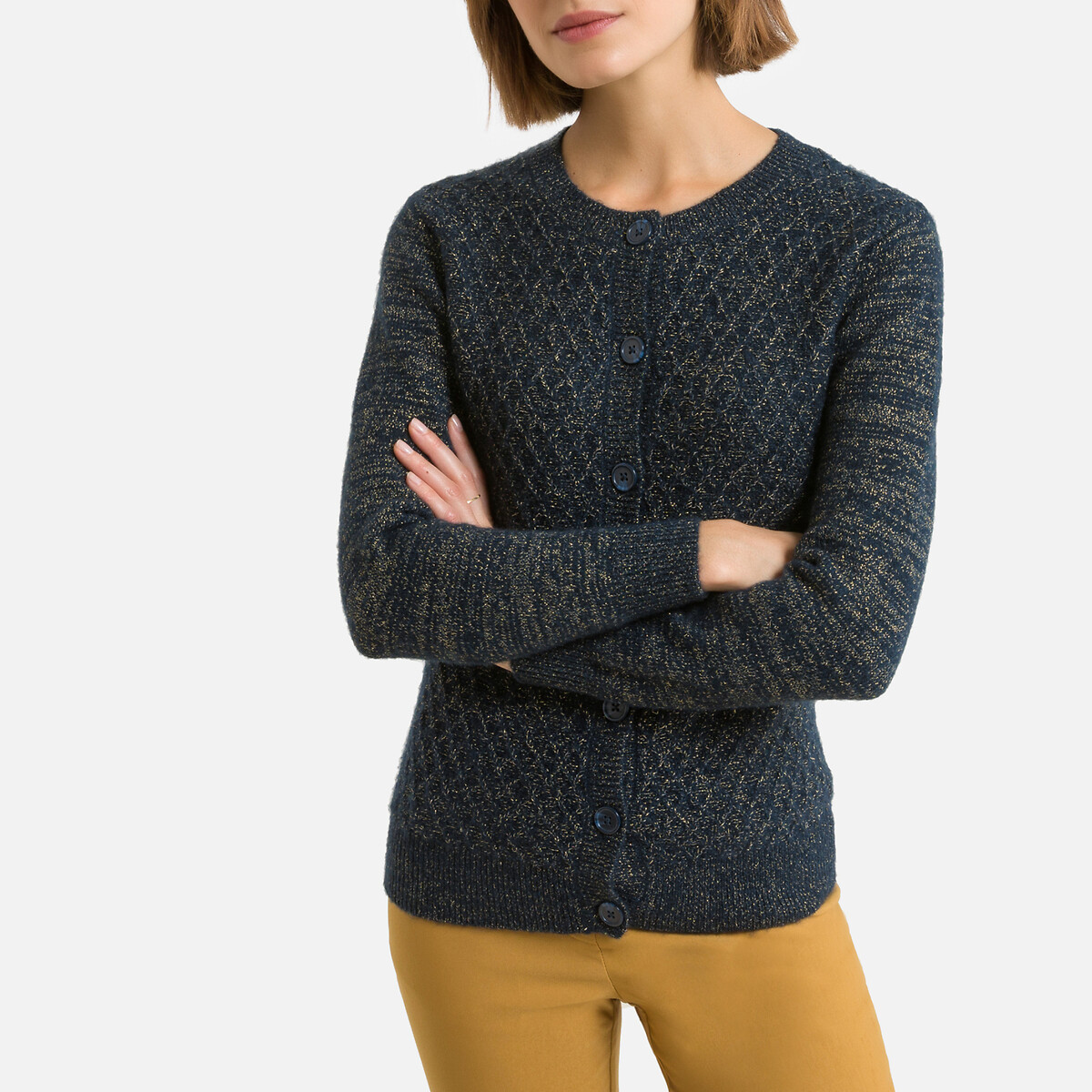 chunky navy cardigan women's