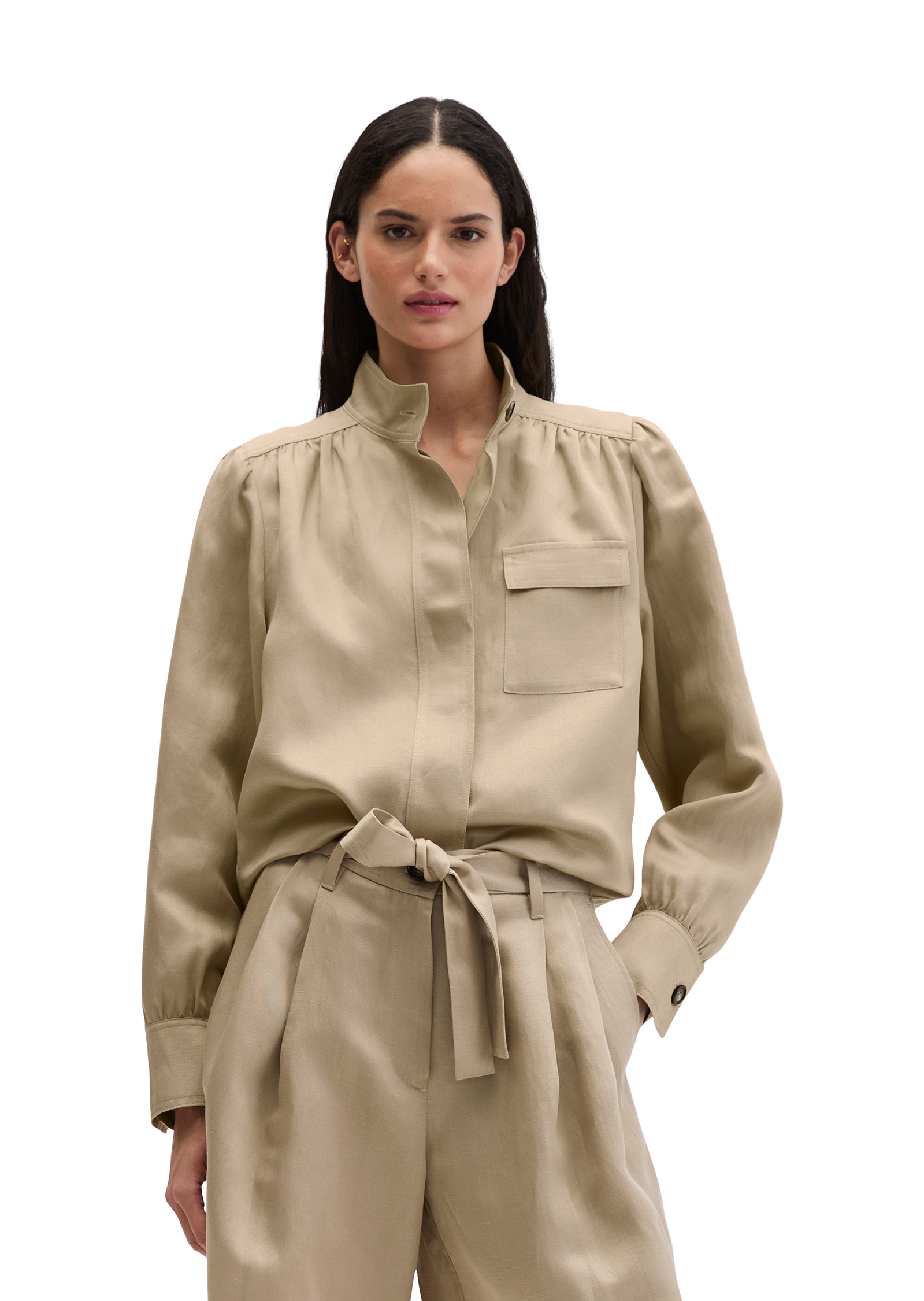 Veste à col montant loose en mélange TENCEL™ Lyocell-lin, MARC O'POLO