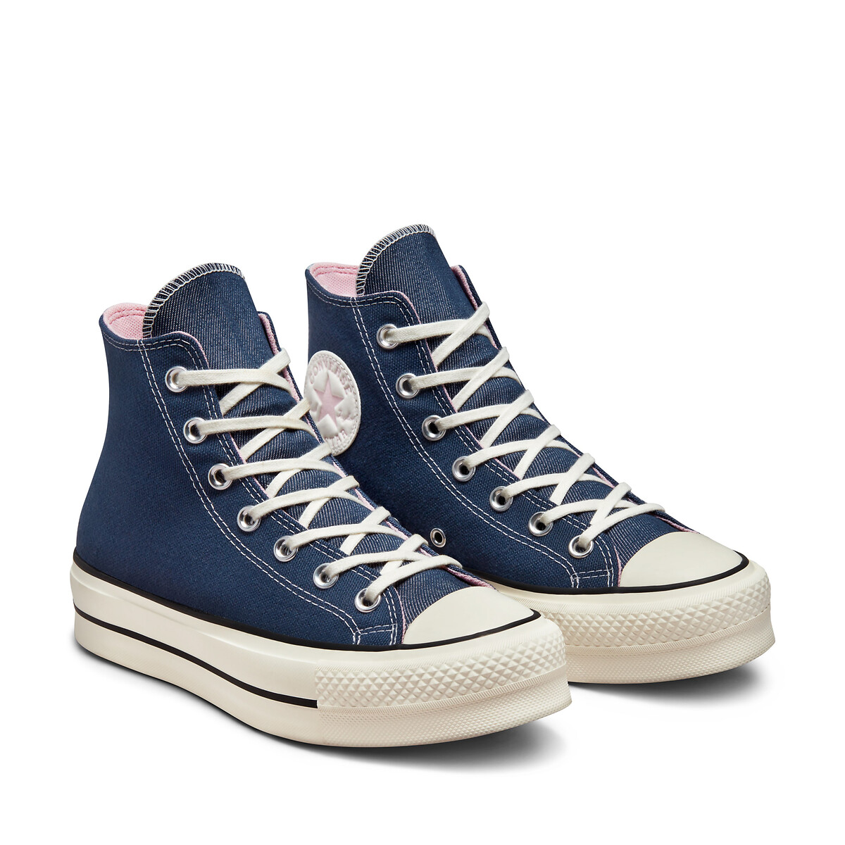 Navy blue and store white converse