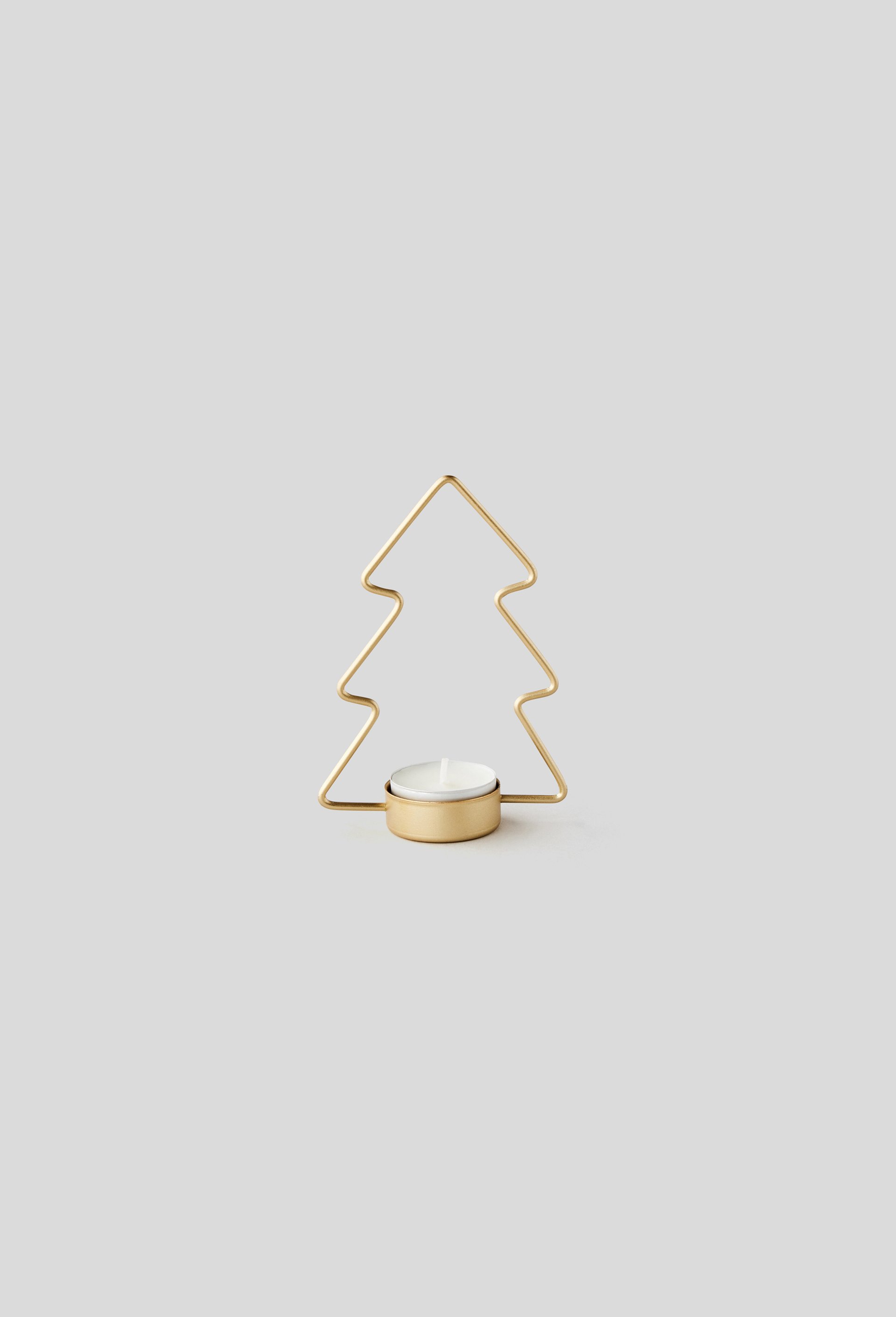 Bougeoir en métal doré noël, MONOPRIX