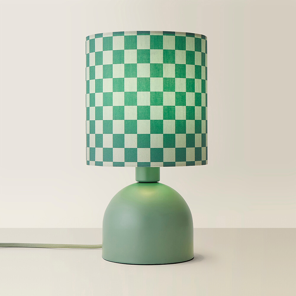 Meghan Table Lamp with Checkerboard Shade in Moss Green, SO'HOME