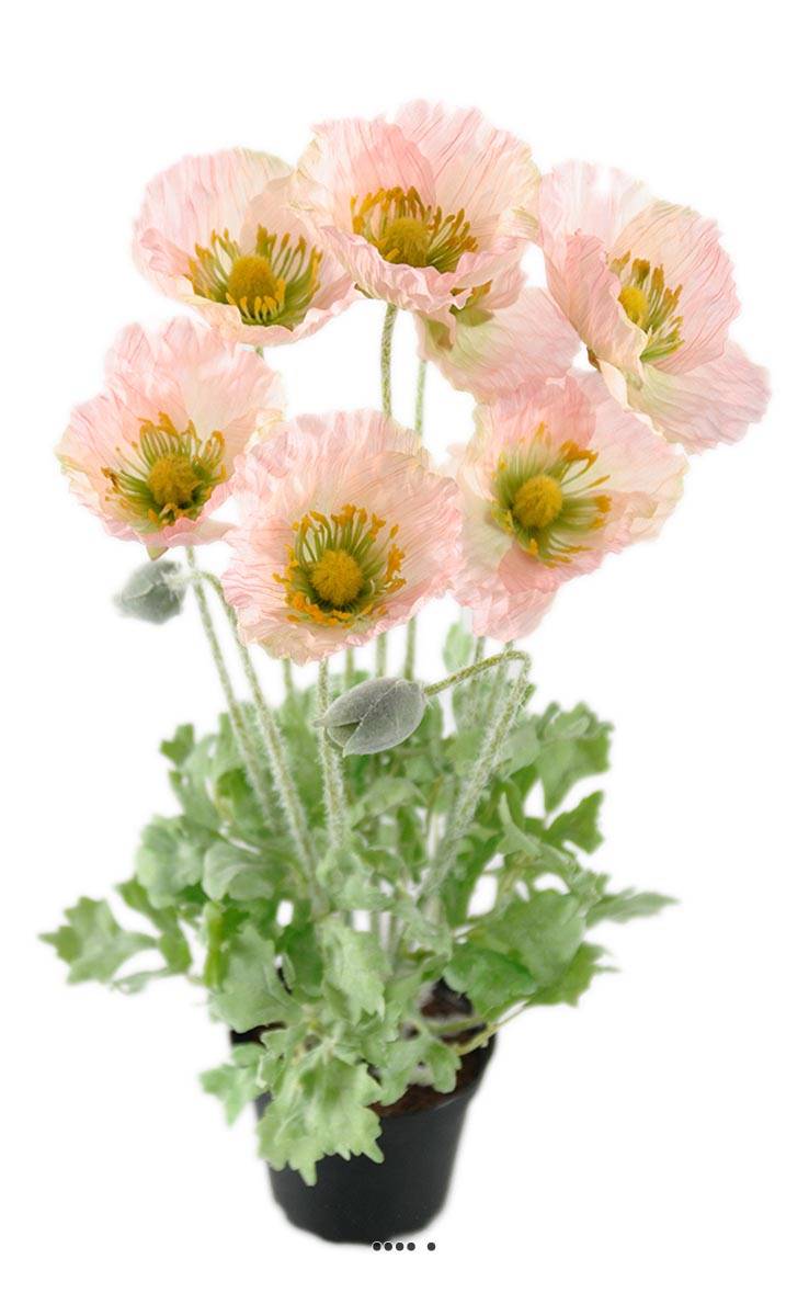 Pavot artificiel en pot H 45 cm D 30 cm quali, ARTIFICIELLES
