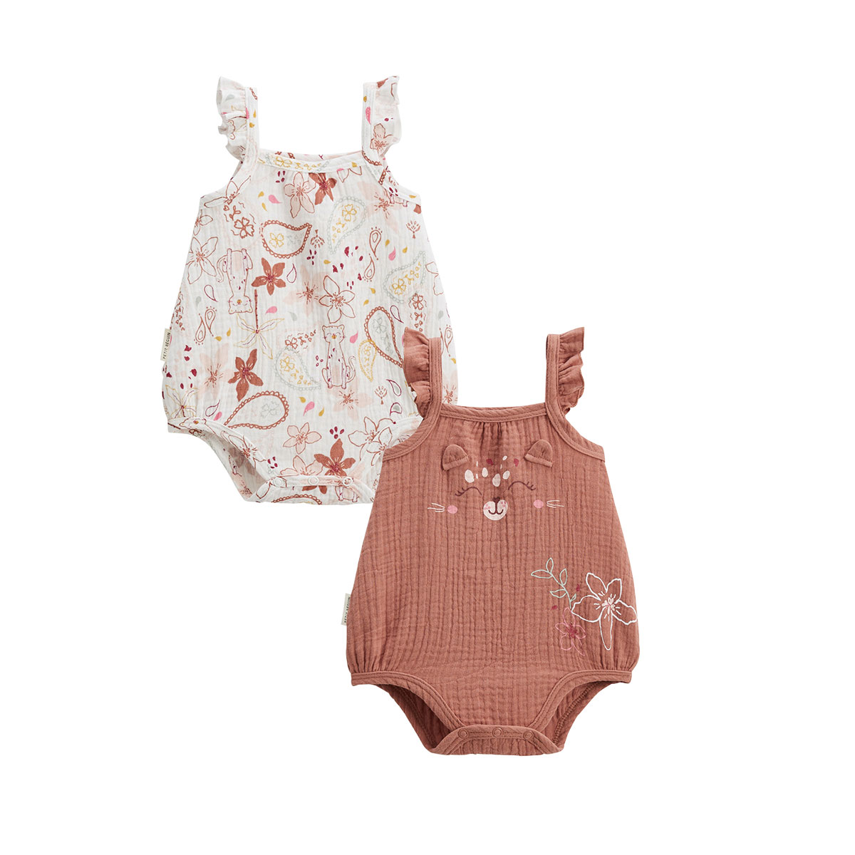 Lot de 2 barboteuses bloomer bébé en gaze de coton Arizona, PETIT BEGUIN