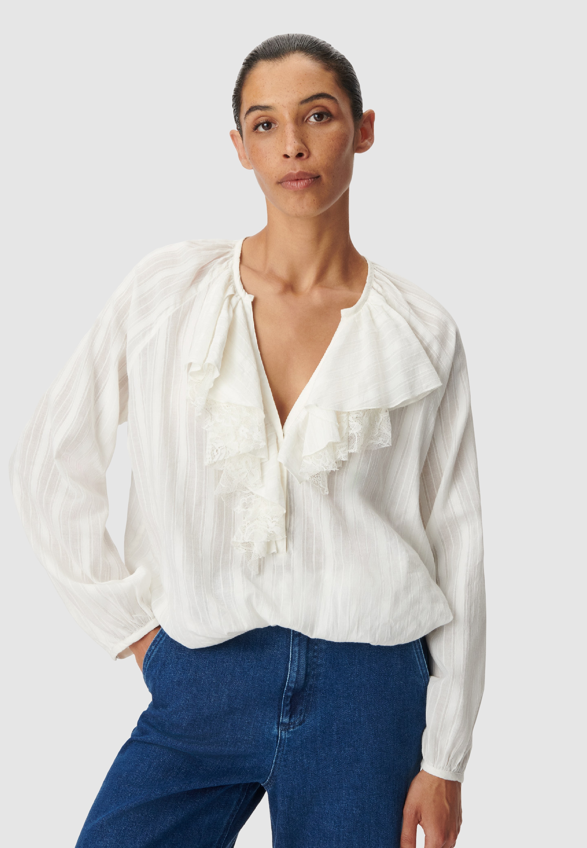 Blouse détails volants dentelle, IKKS