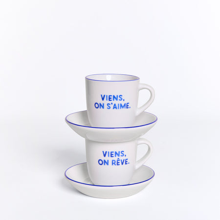 Lot de 2 tasses et sous-tasses à expresso, EMOI EMOI
