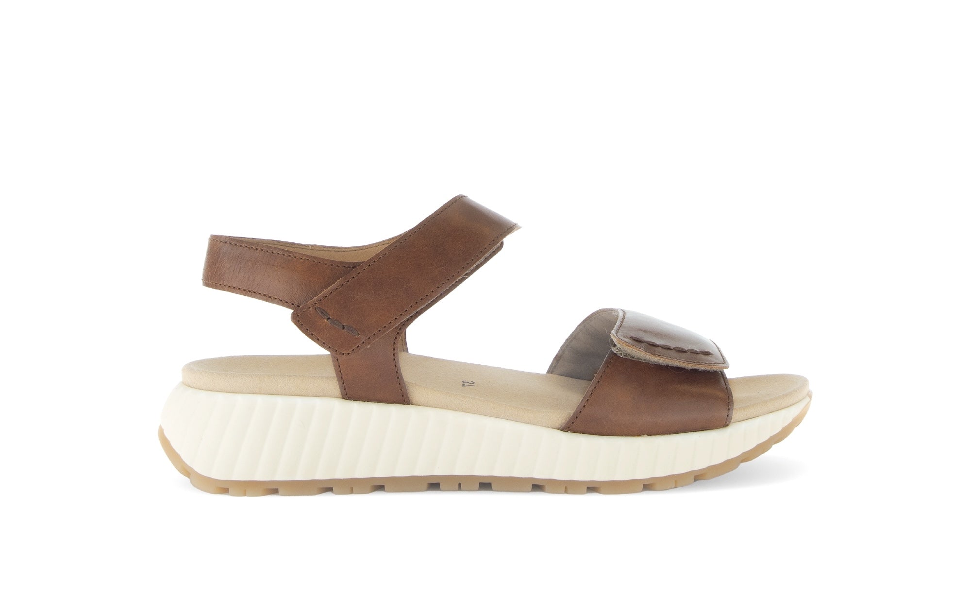 Sandales en cuir lisse à talon compensé, GABOR