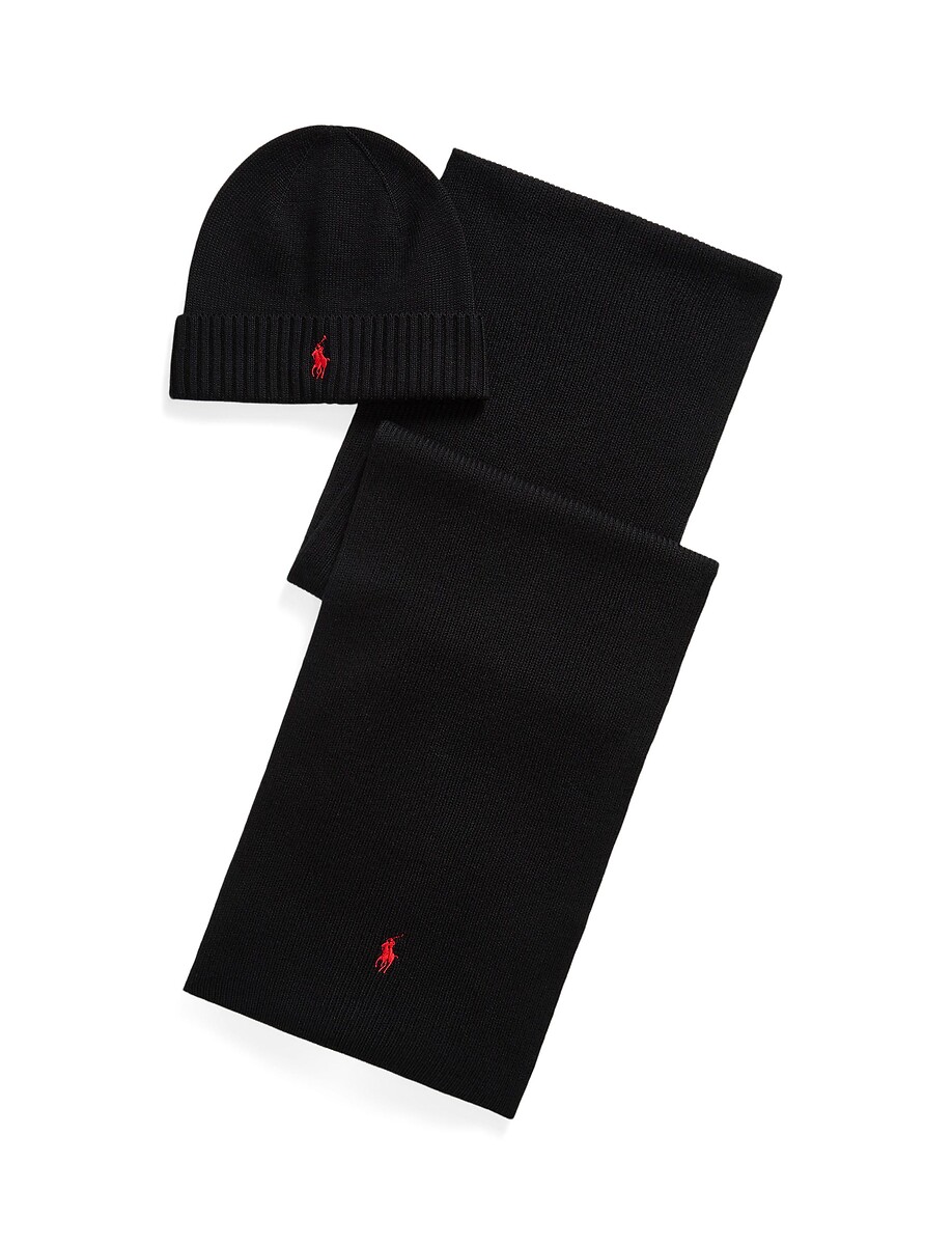 Coffret cadeau bonnet et écharpe en laine mérinos, POLO RALPH LAUREN