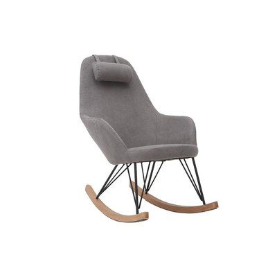 Rocking chair scandinave en tissu effet velours texturé terracotta, métal  et bois clair JHENE MILIBOO