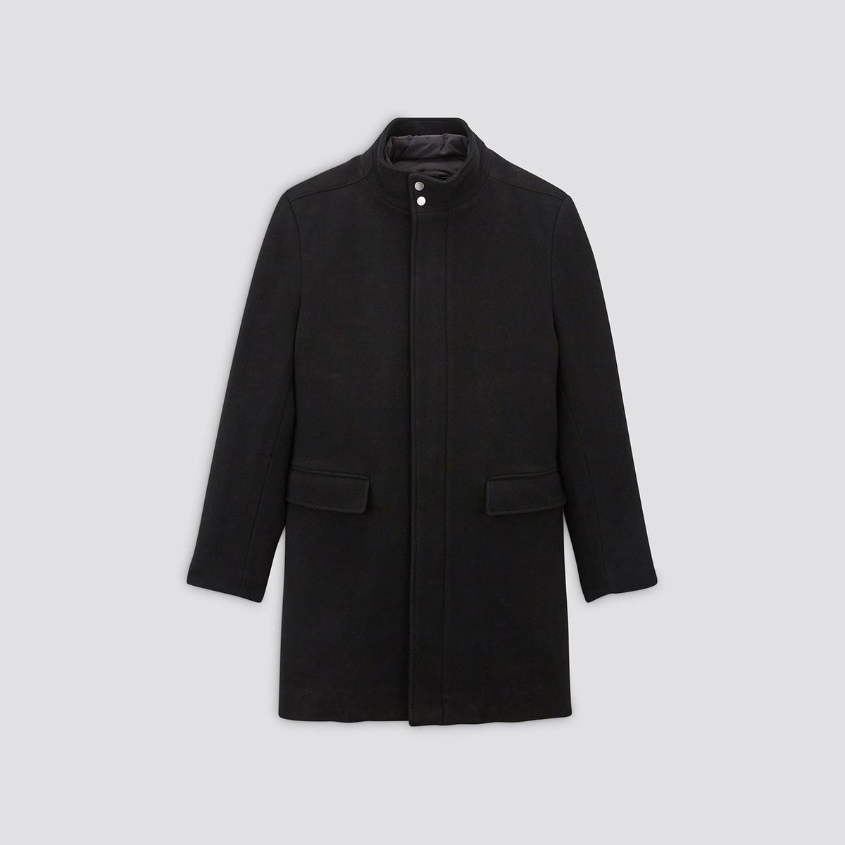 Manteau en laine col montant noir Jules La Redoute