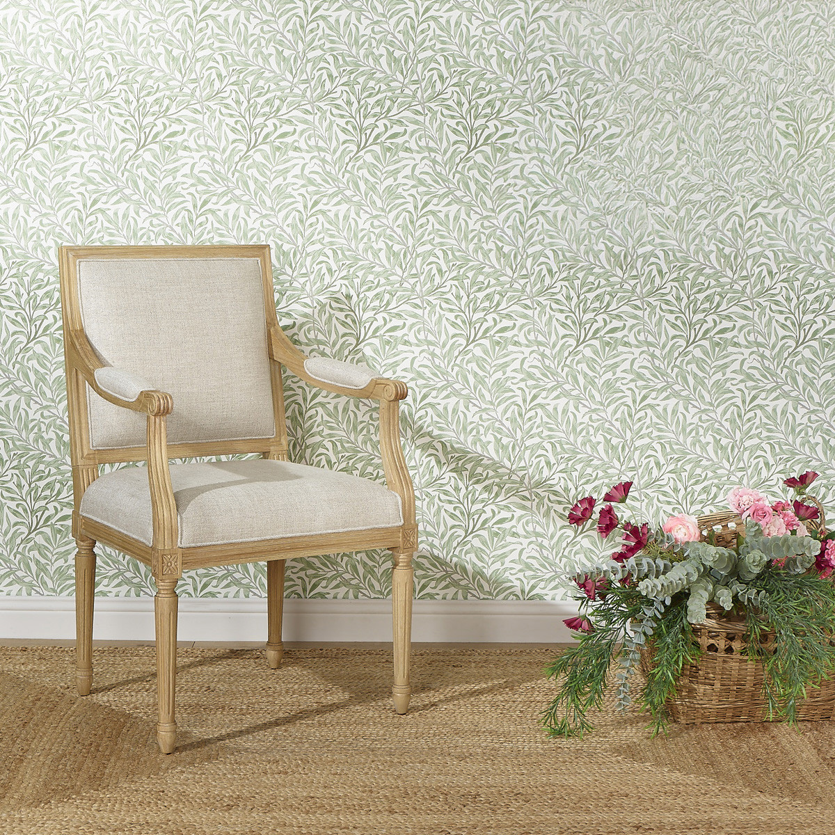 Fauteuil de table style classique en bois massif et lin premium ASTRID, ROBIN DES BOIS