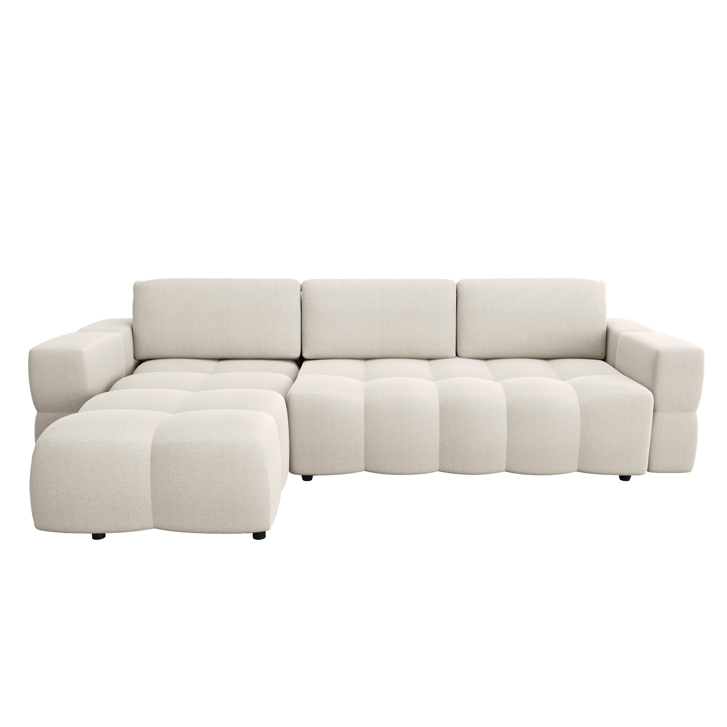 Canapé d'angle gauche convertible 5 places en tissu tramé GABRIEL, SIA HOME