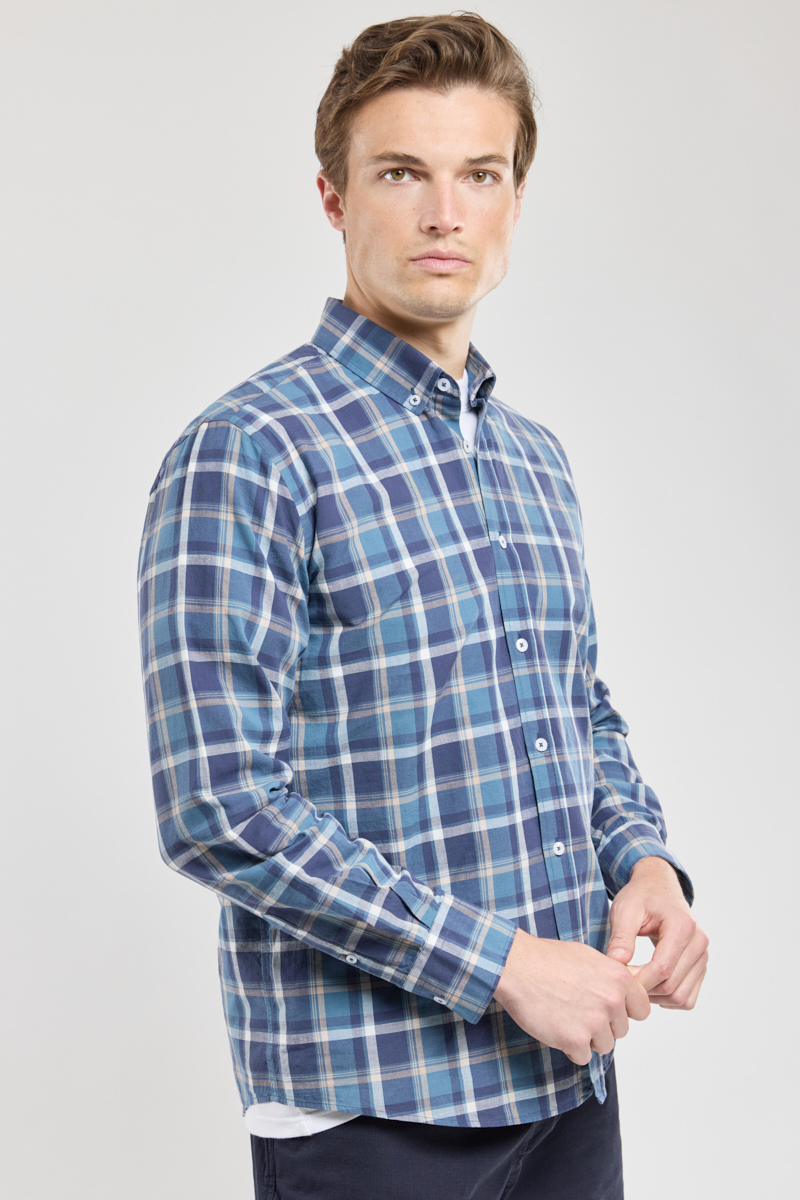 Chemise coupe droite en coton et lin, ARMOR-LUX