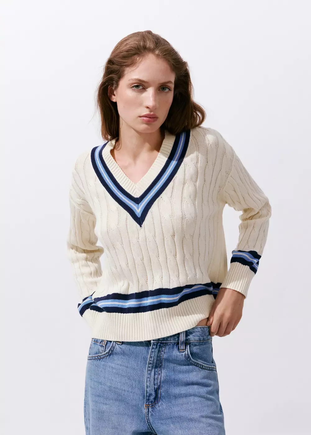 Pull-over maille tressée, MANGO