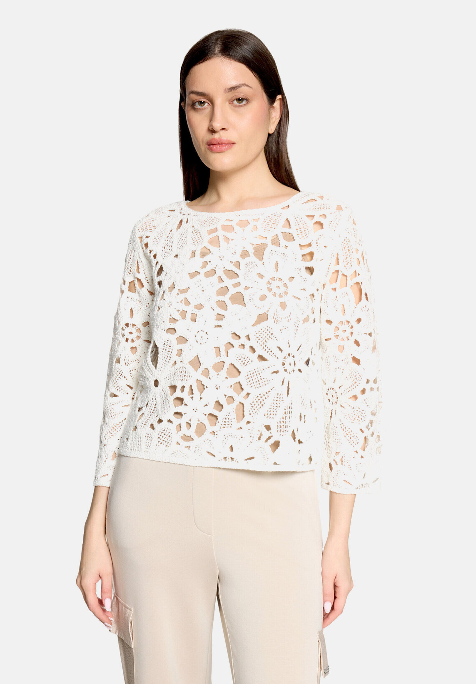 Pull-over en maille ajourée à encolure bateau, BETTY BARCLAY