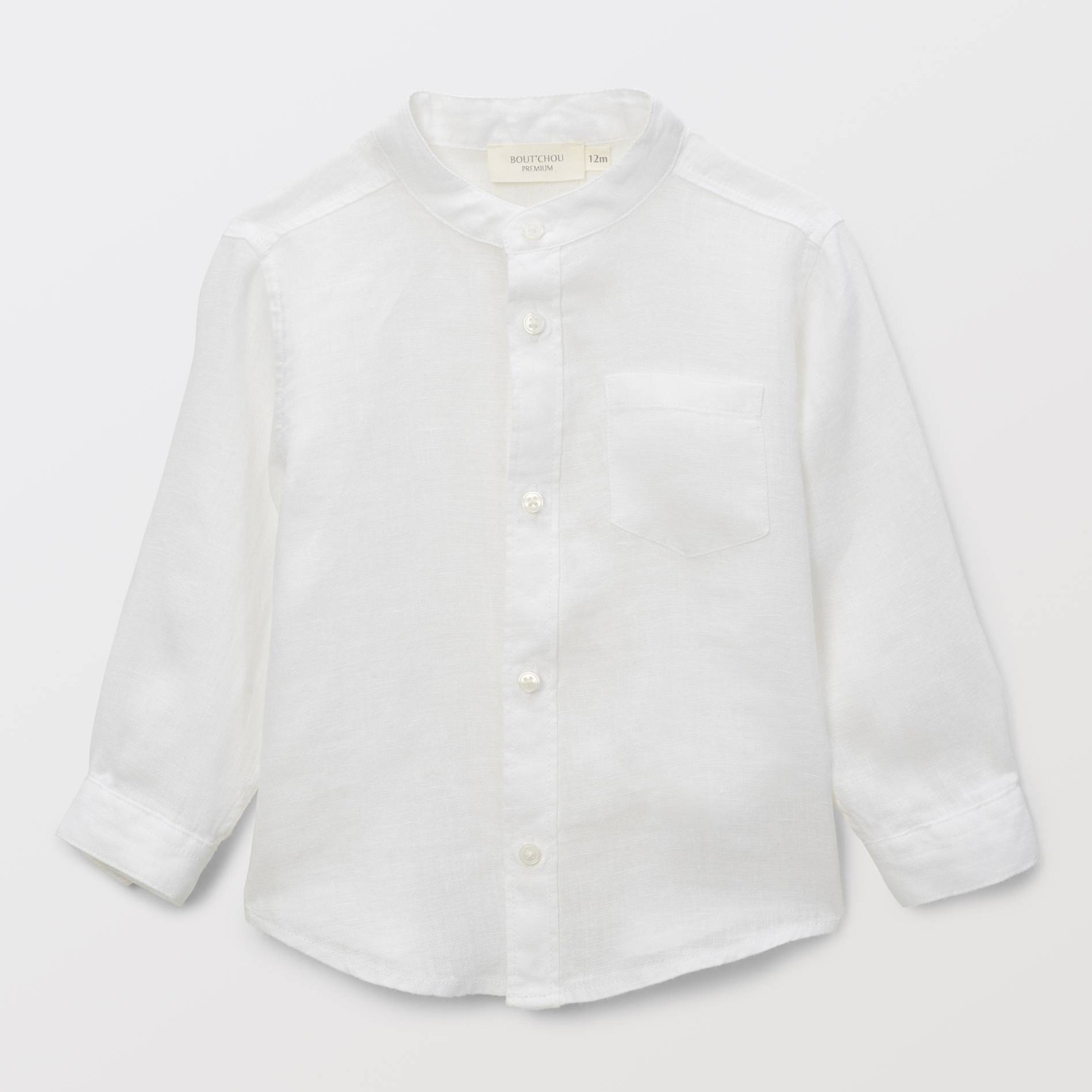 Chemise col mao unie en lin, MONOPRIX