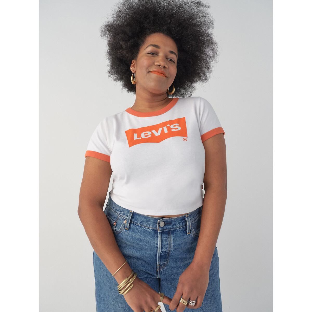 LEVI’S PLUS Crop T shirt, logo vooraan online kopen