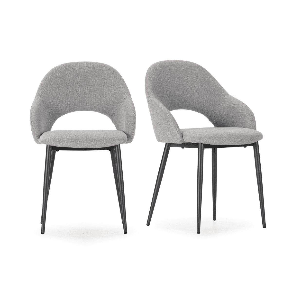 Lot de 2 Chaises en tissu et métal LILA, CALICOSY