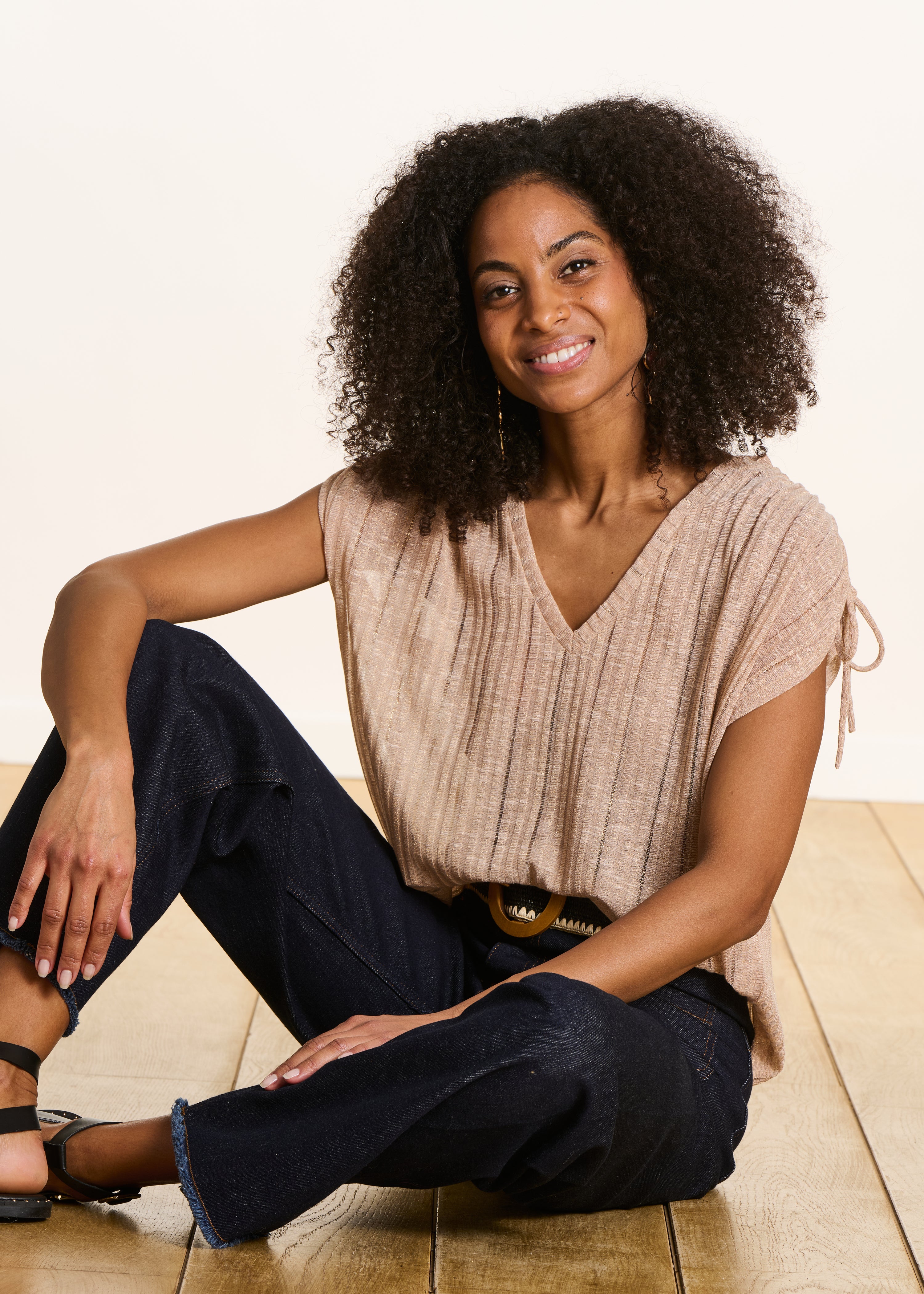T-shirt ample irisé col V, LA FEE MARABOUTEE