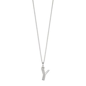 Sterling Silver Art Deco Initial 'Y' Pendant with Cubic Zirconia Stone Detail BEGINNINGS image