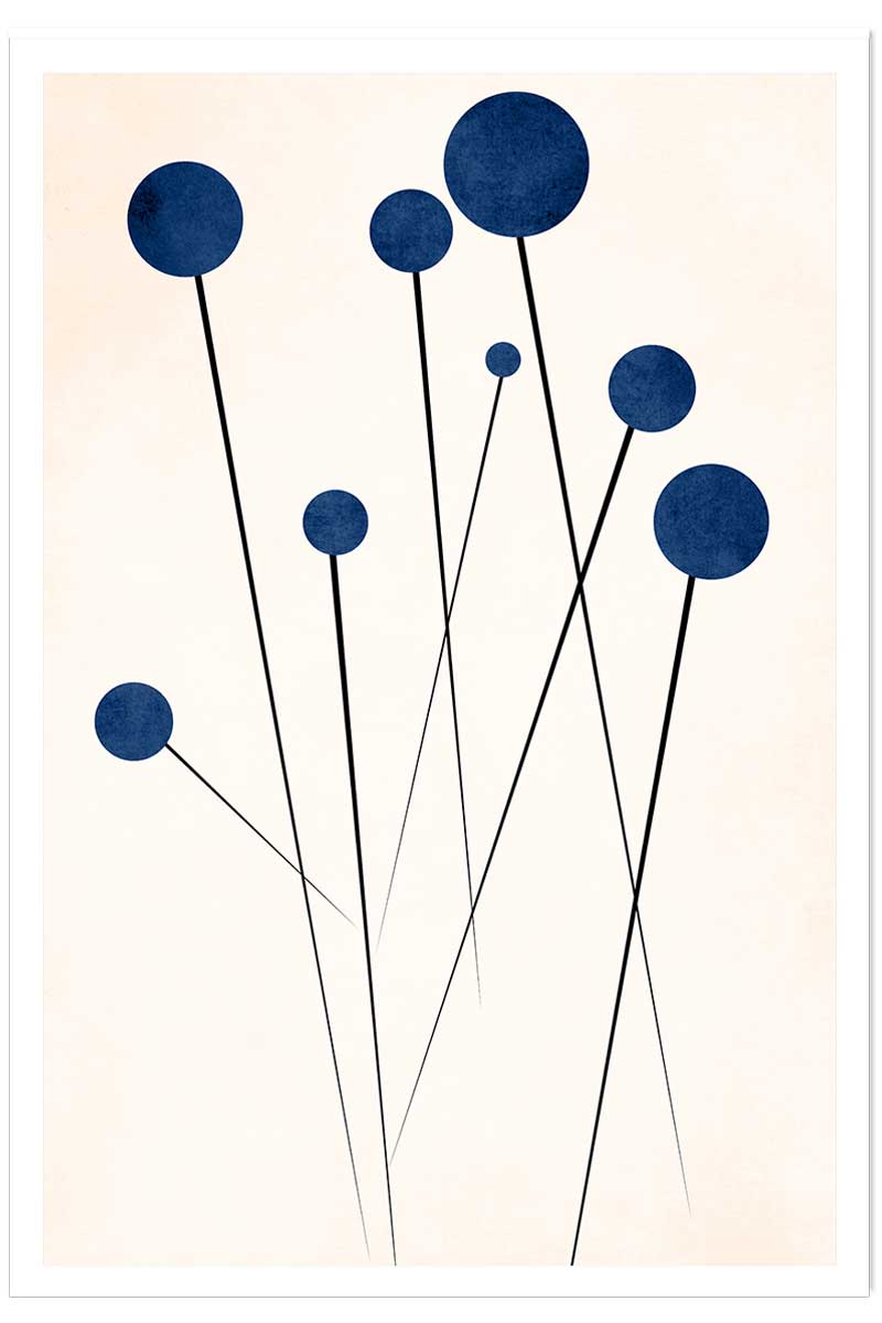 Affiche dessin ""fleurs de bleuets "", HEXOA
