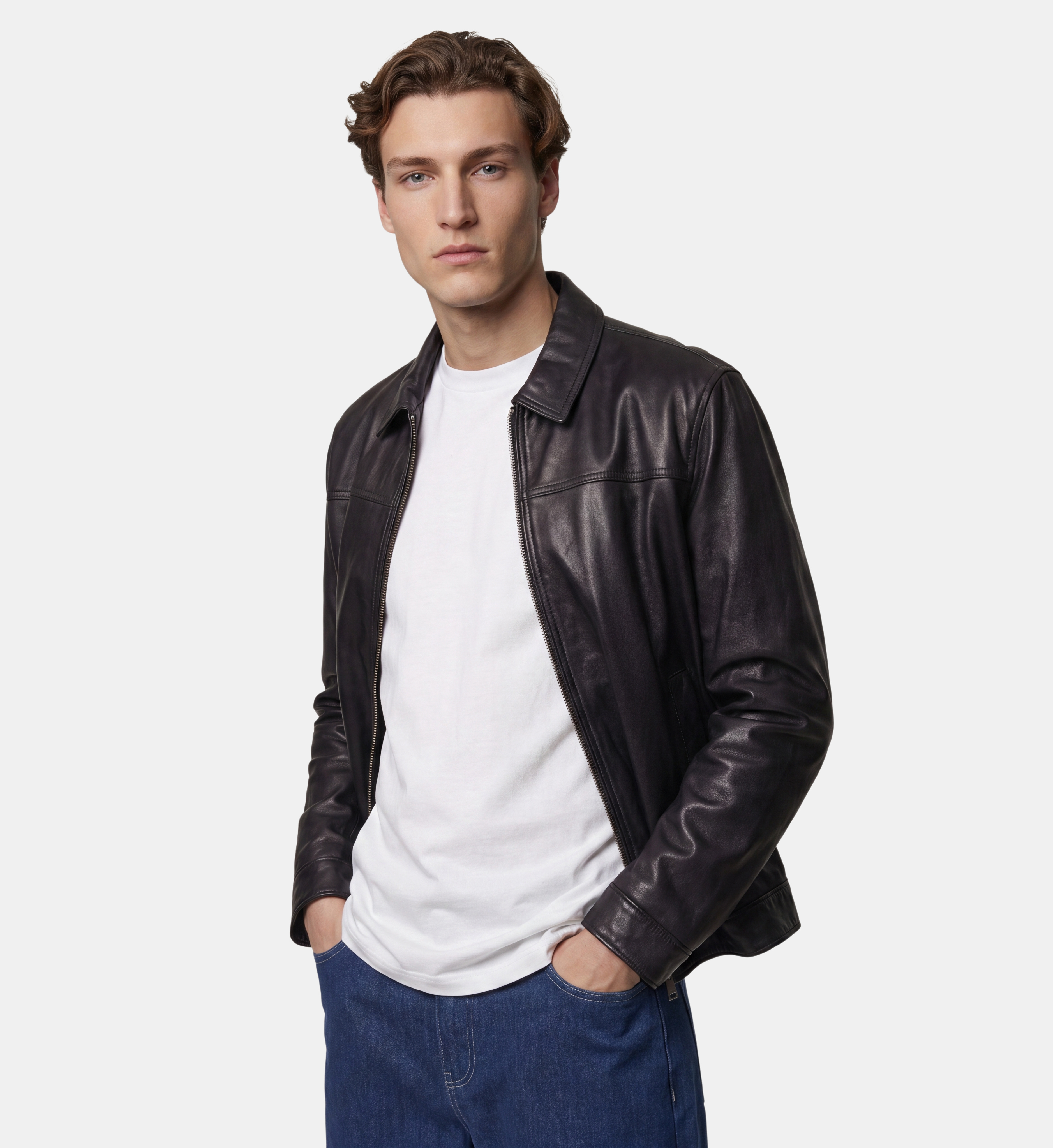 Blouson droit neather en cuir, GALERIES LAFAYETTE