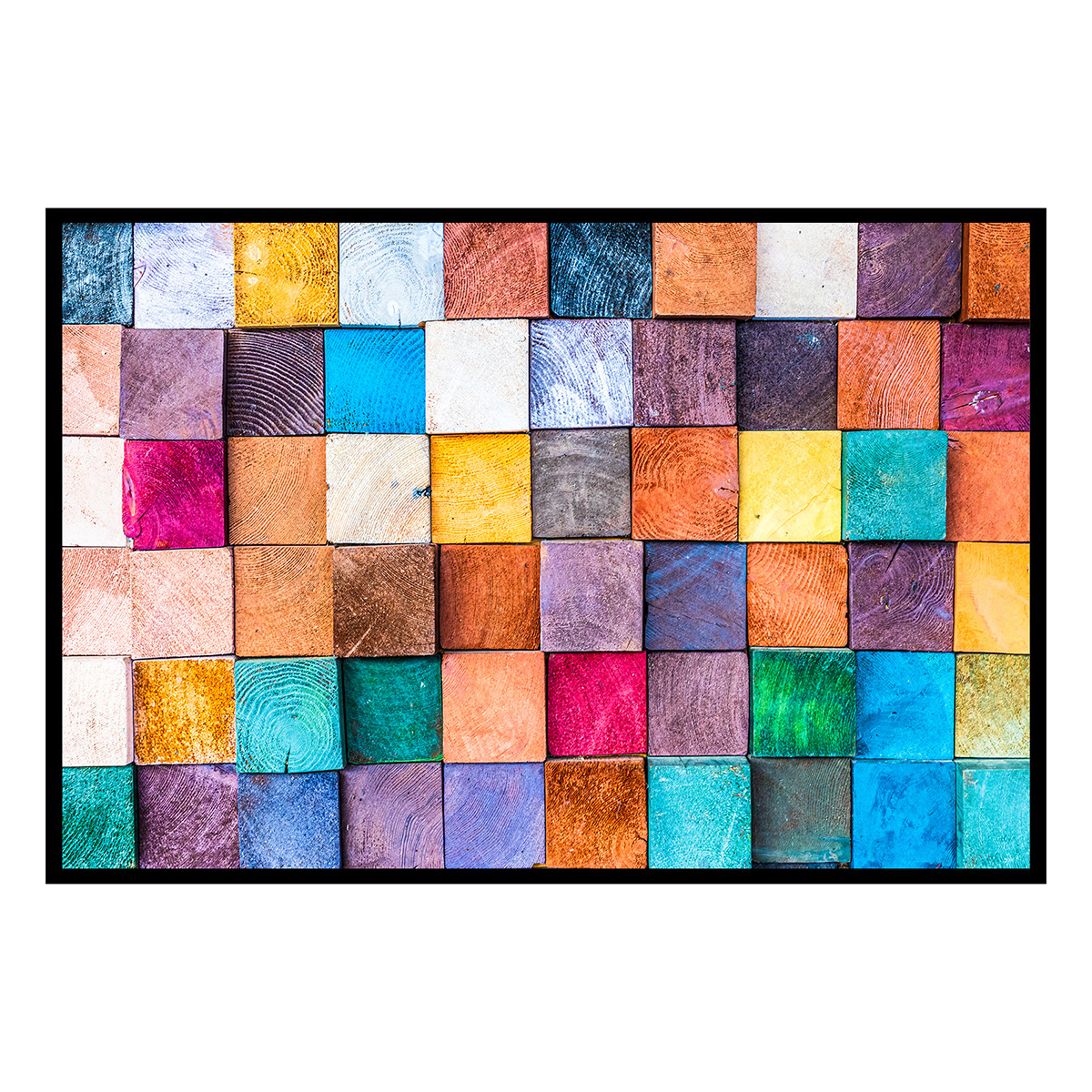 Affiche encadrée mosaïque géométrique multicolore, HEXOA