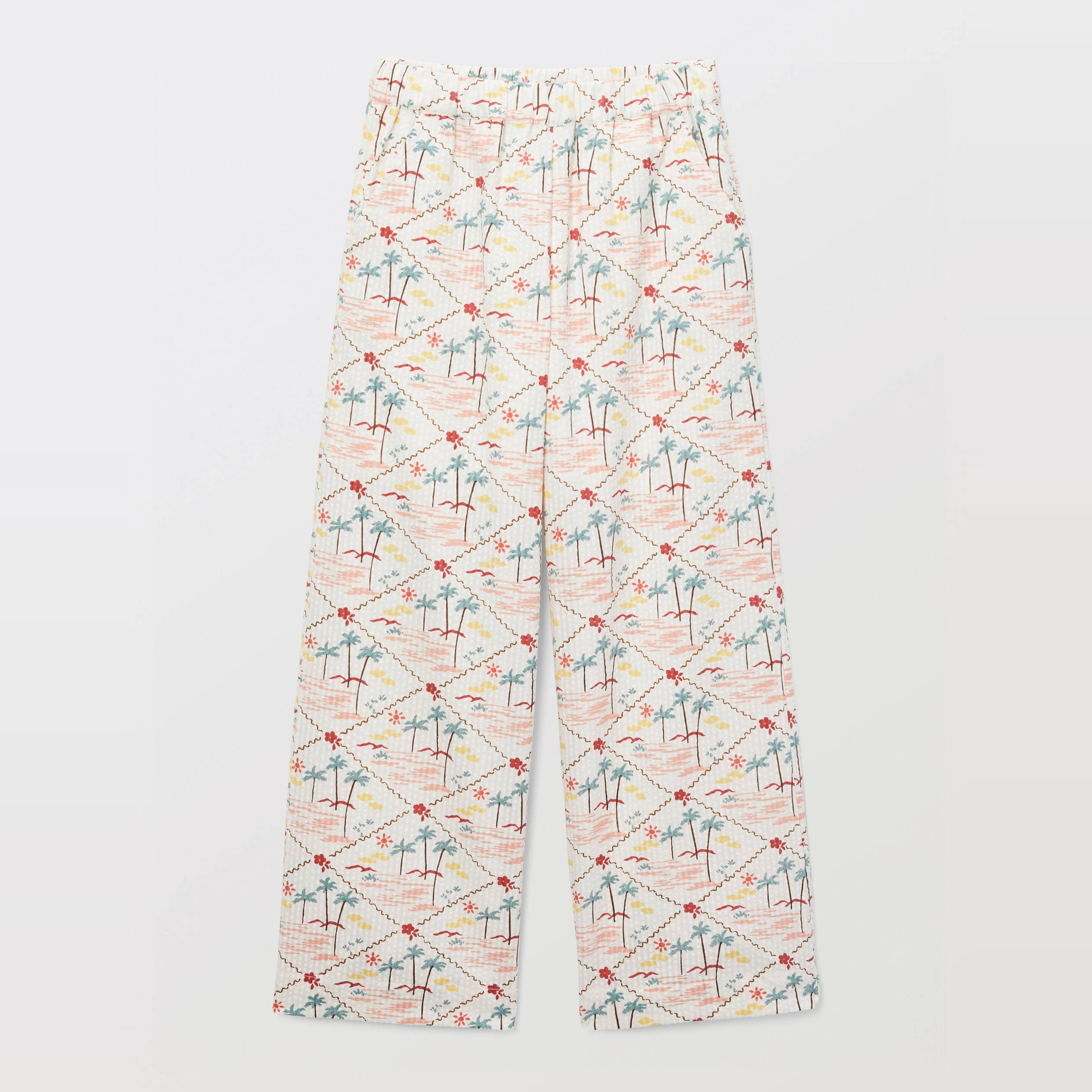 Pantalon coupe droite imprimé en coton, MONOPRIX