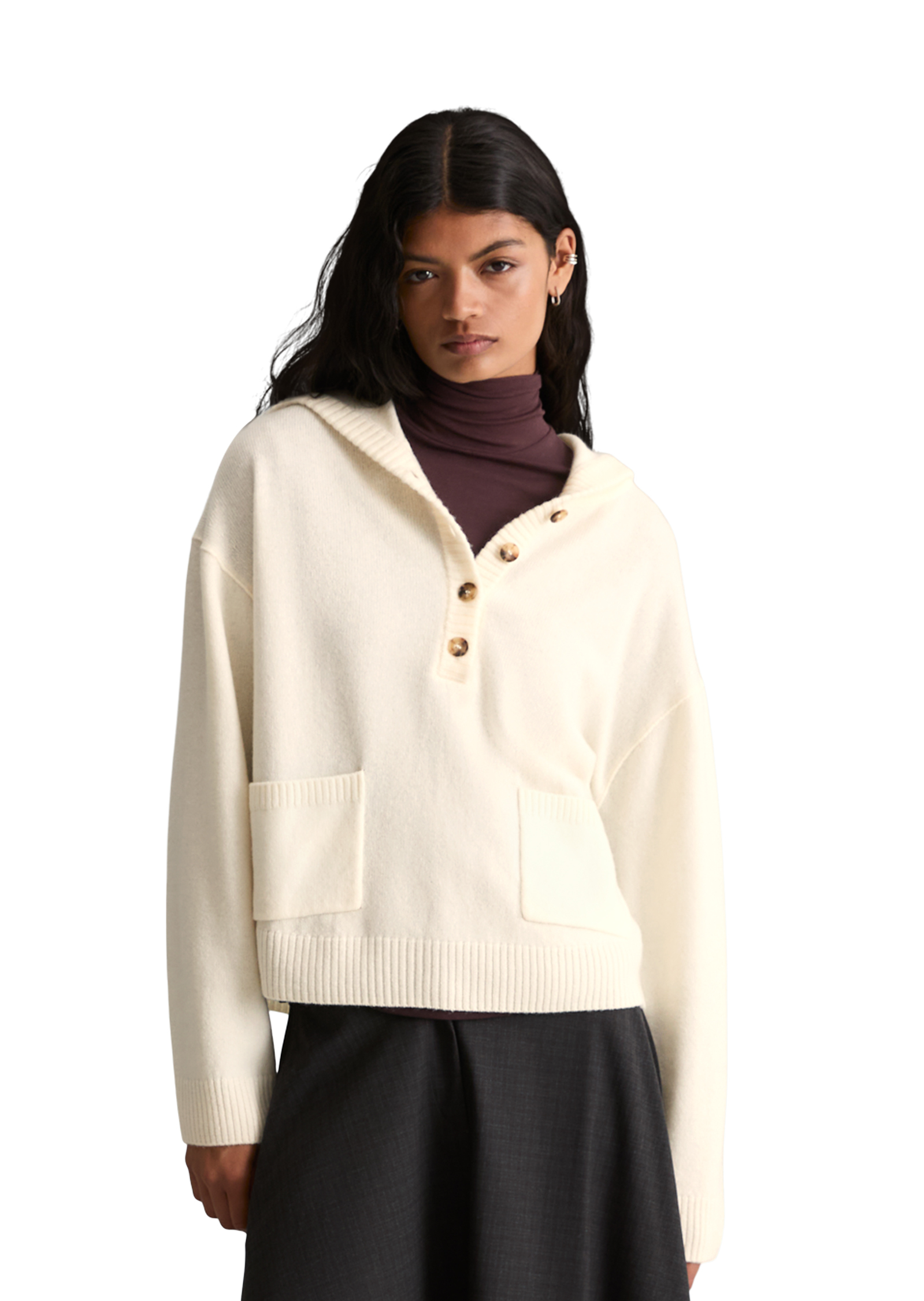 Sweat à capuche oversize en maille mérinos au toucher doux, MARC O’POLO DENIM
