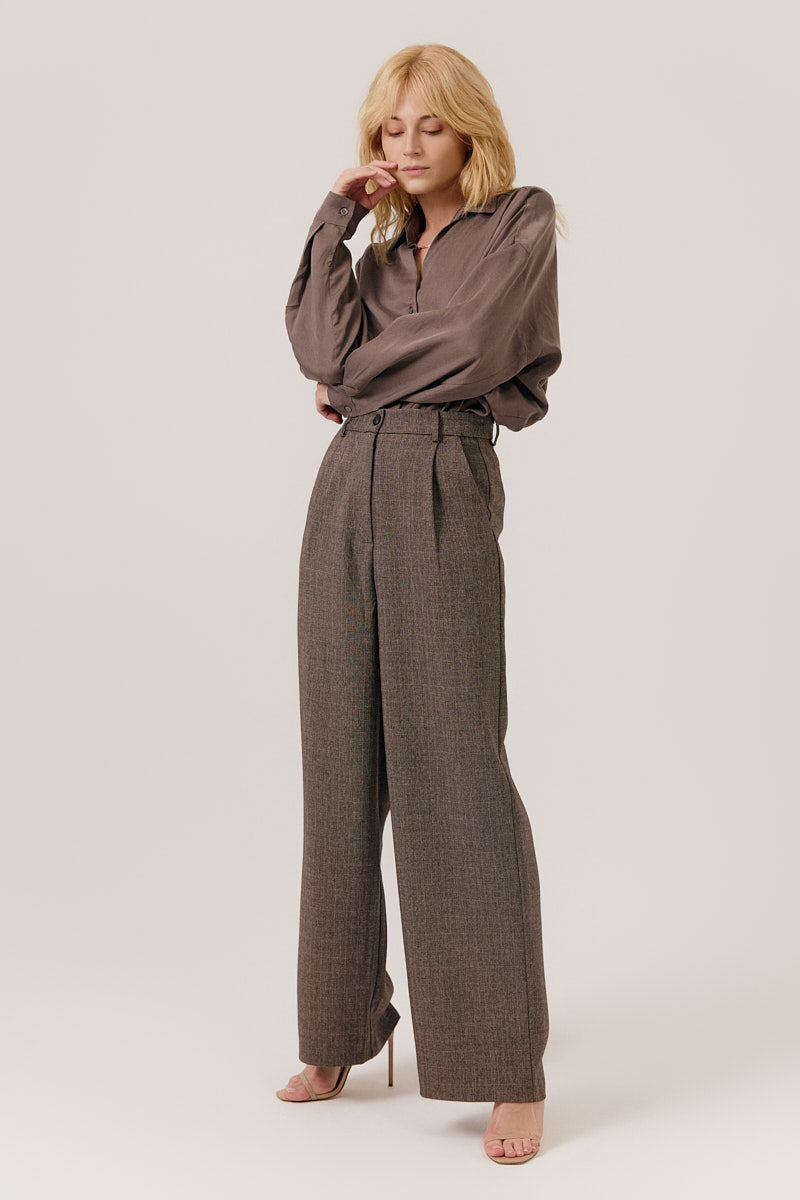 Pantalon Hélène taille haute à jambes larges et plis marqués, ARTLOVE