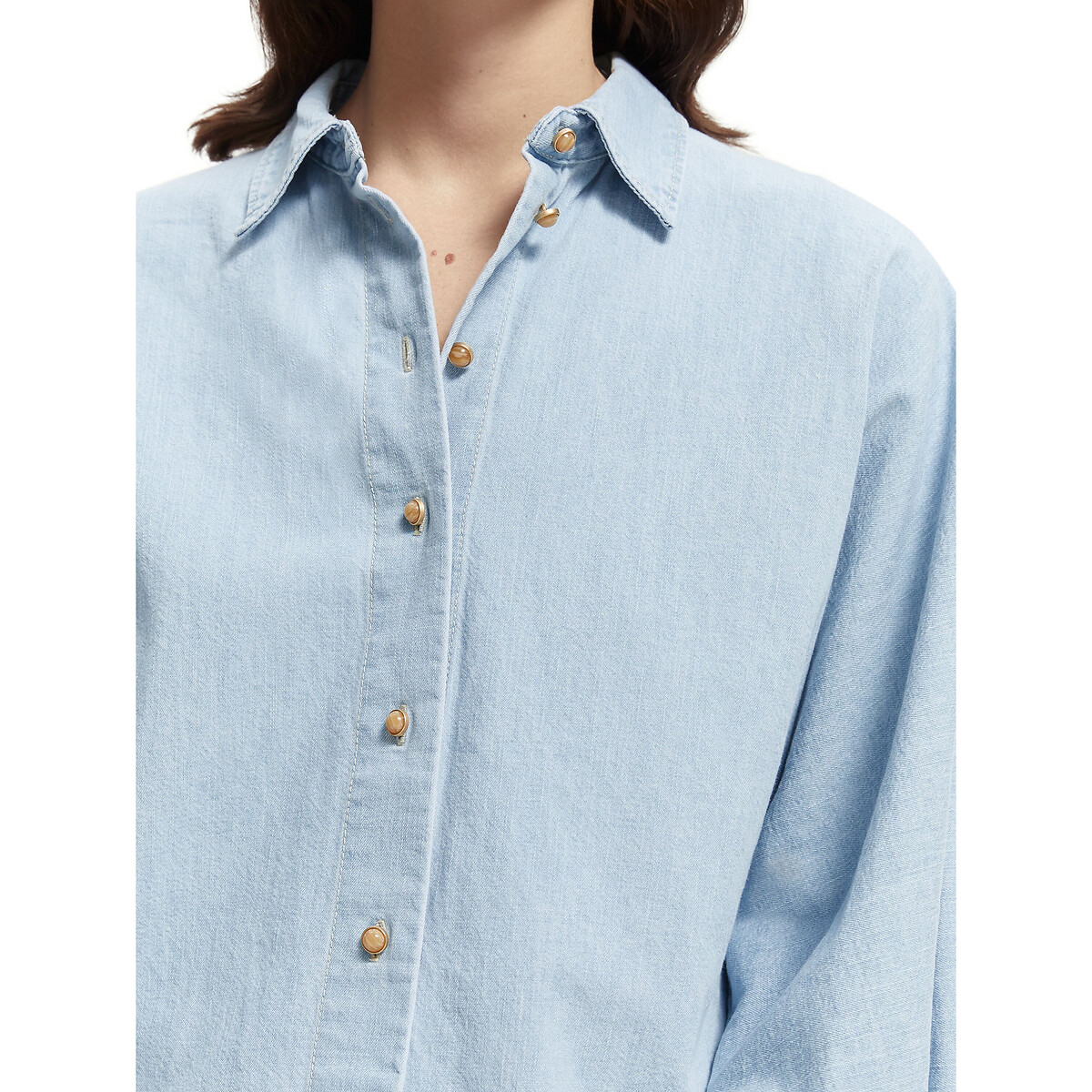 Mode Chemises Chemises en jean Maison Scotch Chemise en jean bleu style d\u00e9contract\u00e9 