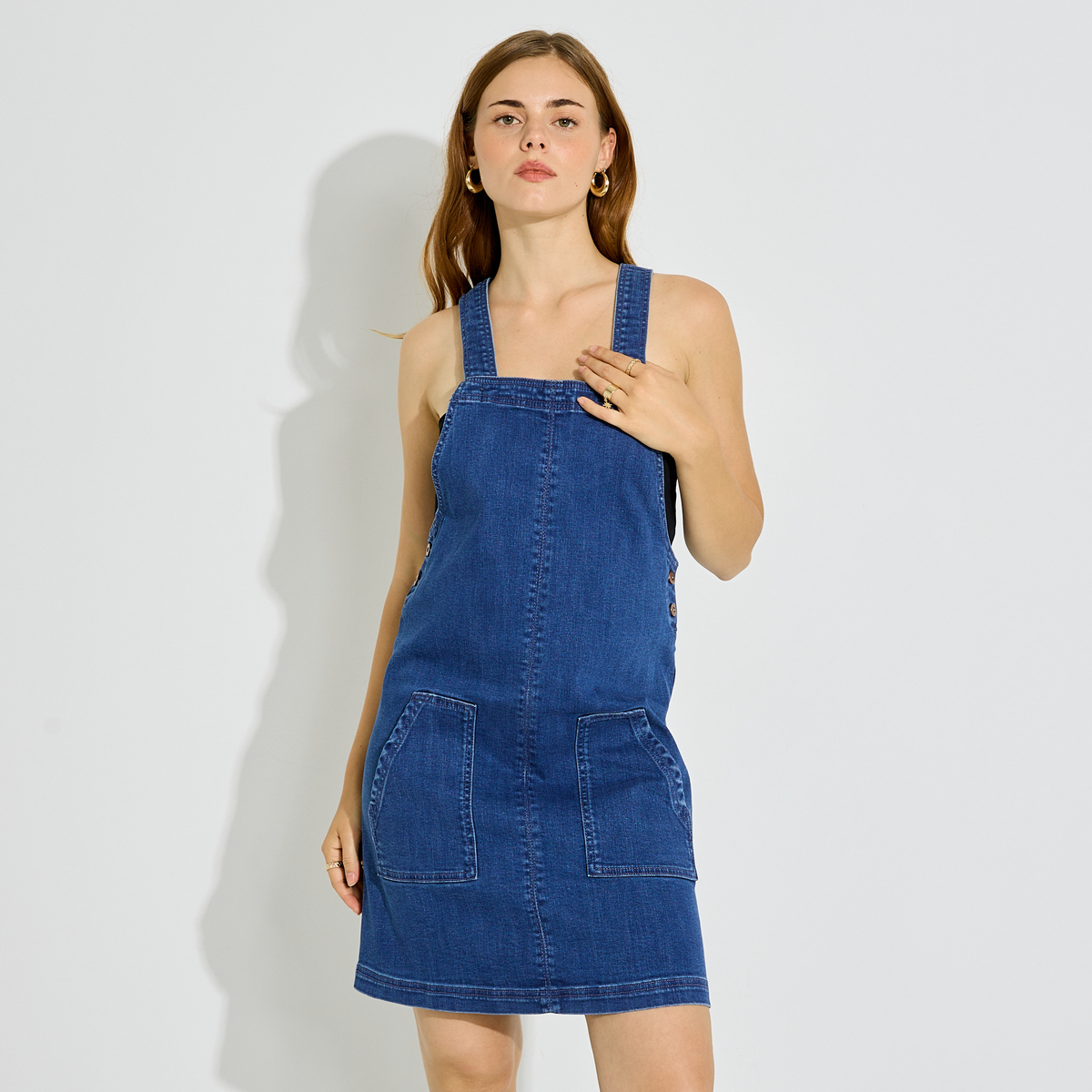 Robe chasuble en jean, GRAIN DE MALICE