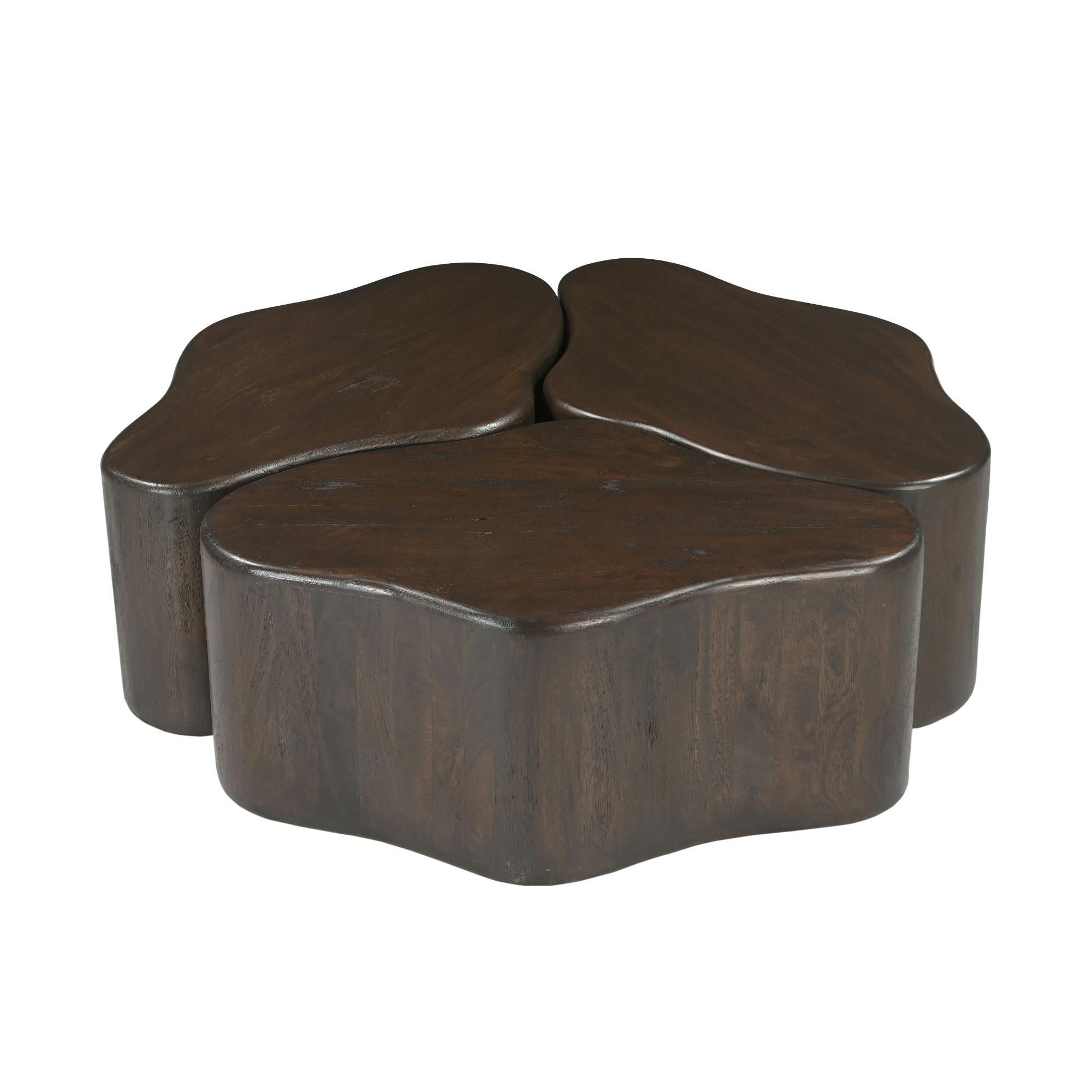Table basse design organique bois brun 3 blocs ALMA, PIER IMPORT