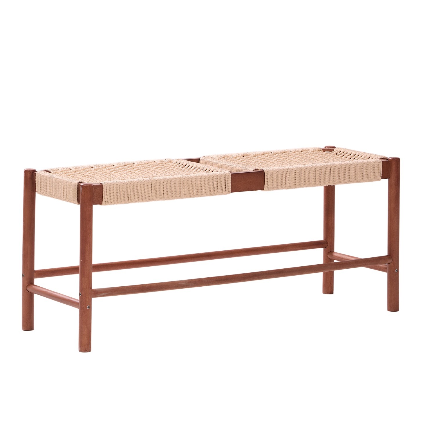 Banc avec rangement, en bois et corde, noyer, SALTABANC, NORDLYS