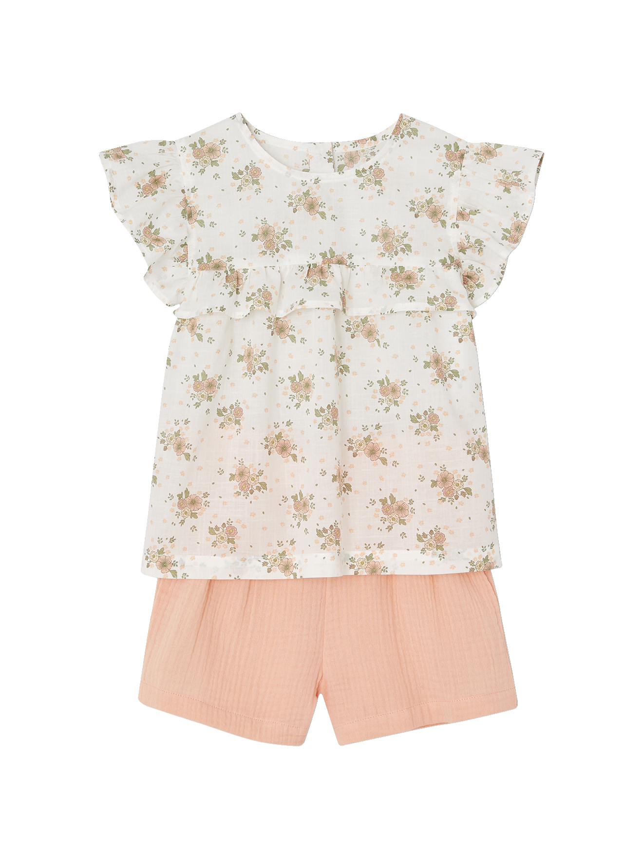 Ensemble de cérémonie blouse volantée et short en gaze, VERTBAUDET