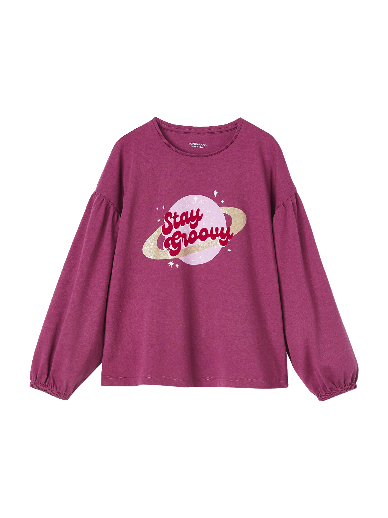 Tee-shirt détails brillants et message velours, VERTBAUDET
