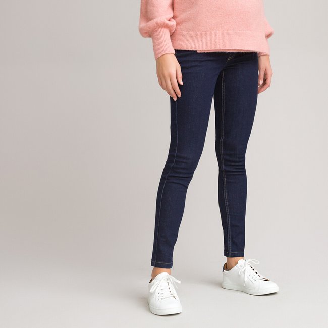 Skinny Maternity Jeans with High Waist in Organic Cotton, Length 27.5
