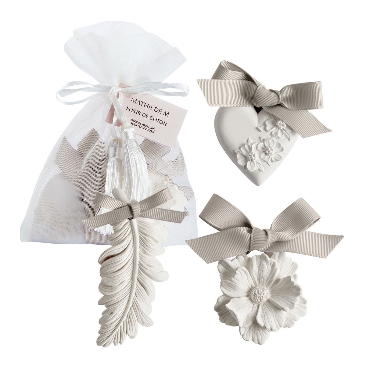 Pochon de 3 décors parfumés - FLEUR DE COTON, MATHILDE M