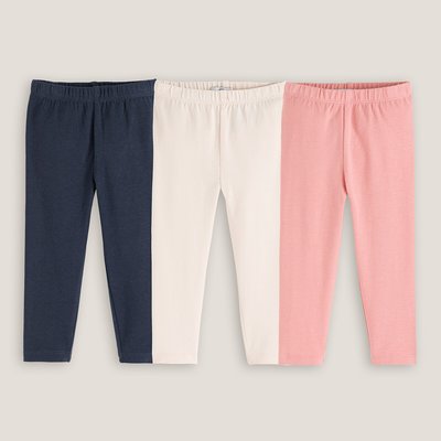 Pack of 3 Plain Leggings in Cotton with High Waist LA REDOUTE COLLECTIONS