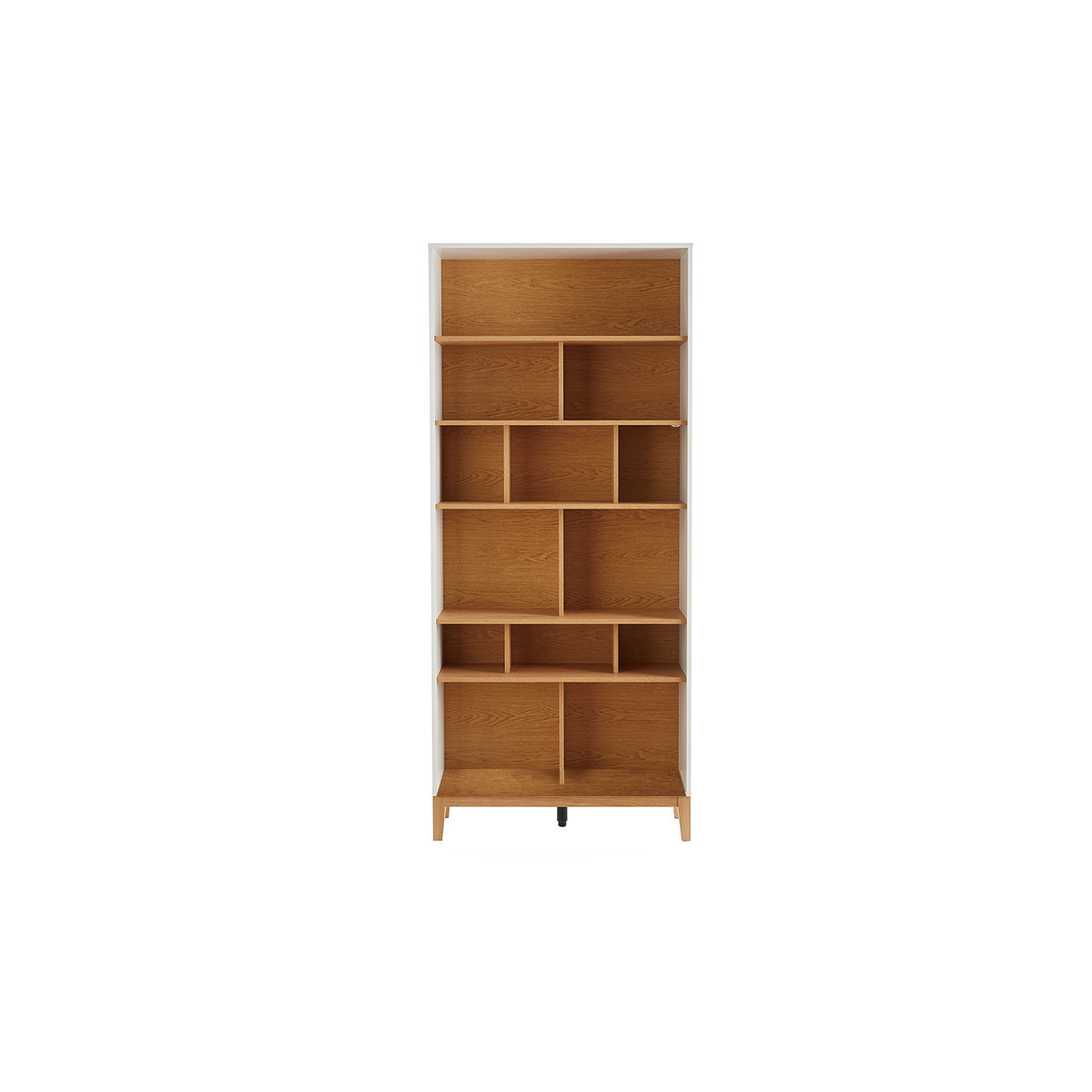 Bibliothèque scandinave en bois clair chêne et blanc L90 cm ABEL, MILIBOO