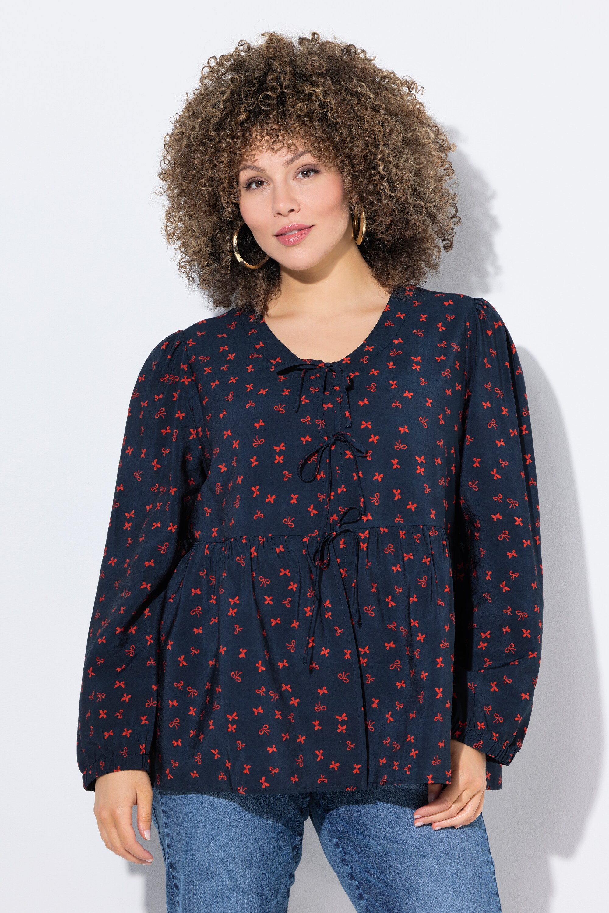 Blouse coupe évasée, imprimé petits nœuds, ULLA POPKEN