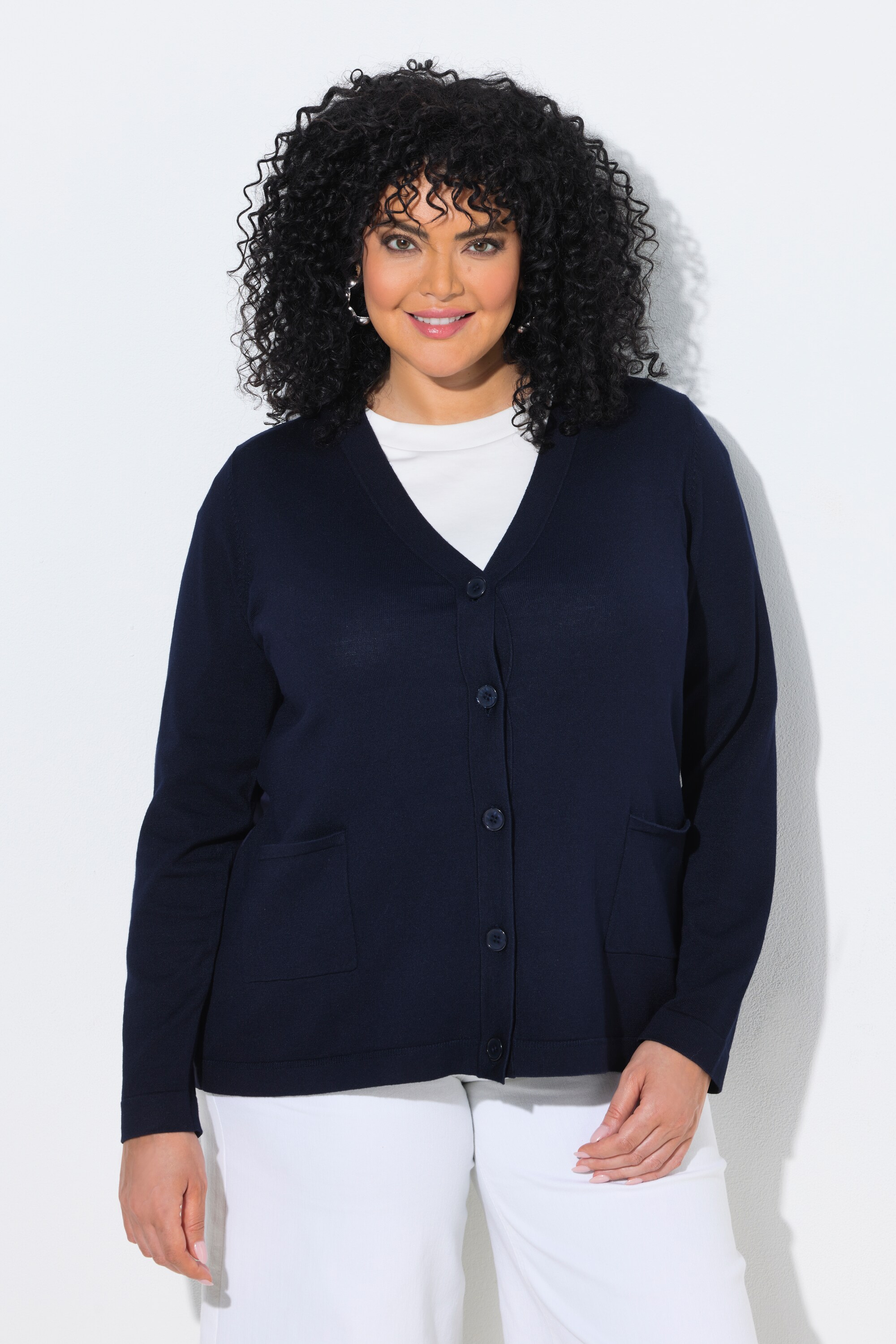Cardigan avec empiècement en popeline, ULLA POPKEN