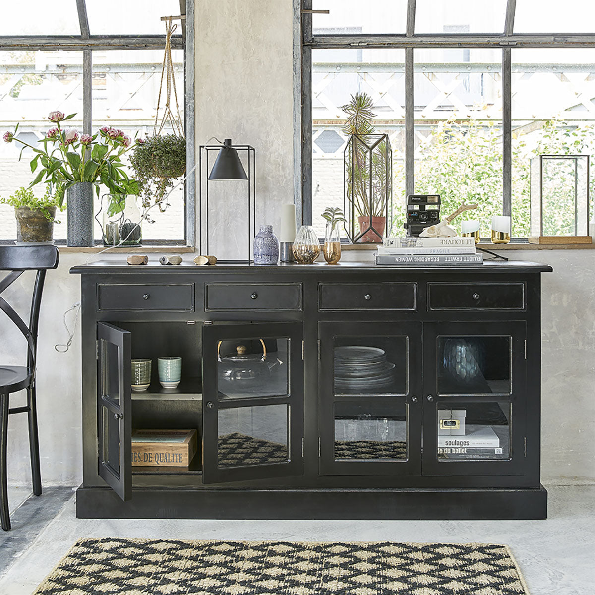 Buffet en bois d'acajou 4 portes 4 tiroirs BASTIDE, BERAH GETAH
