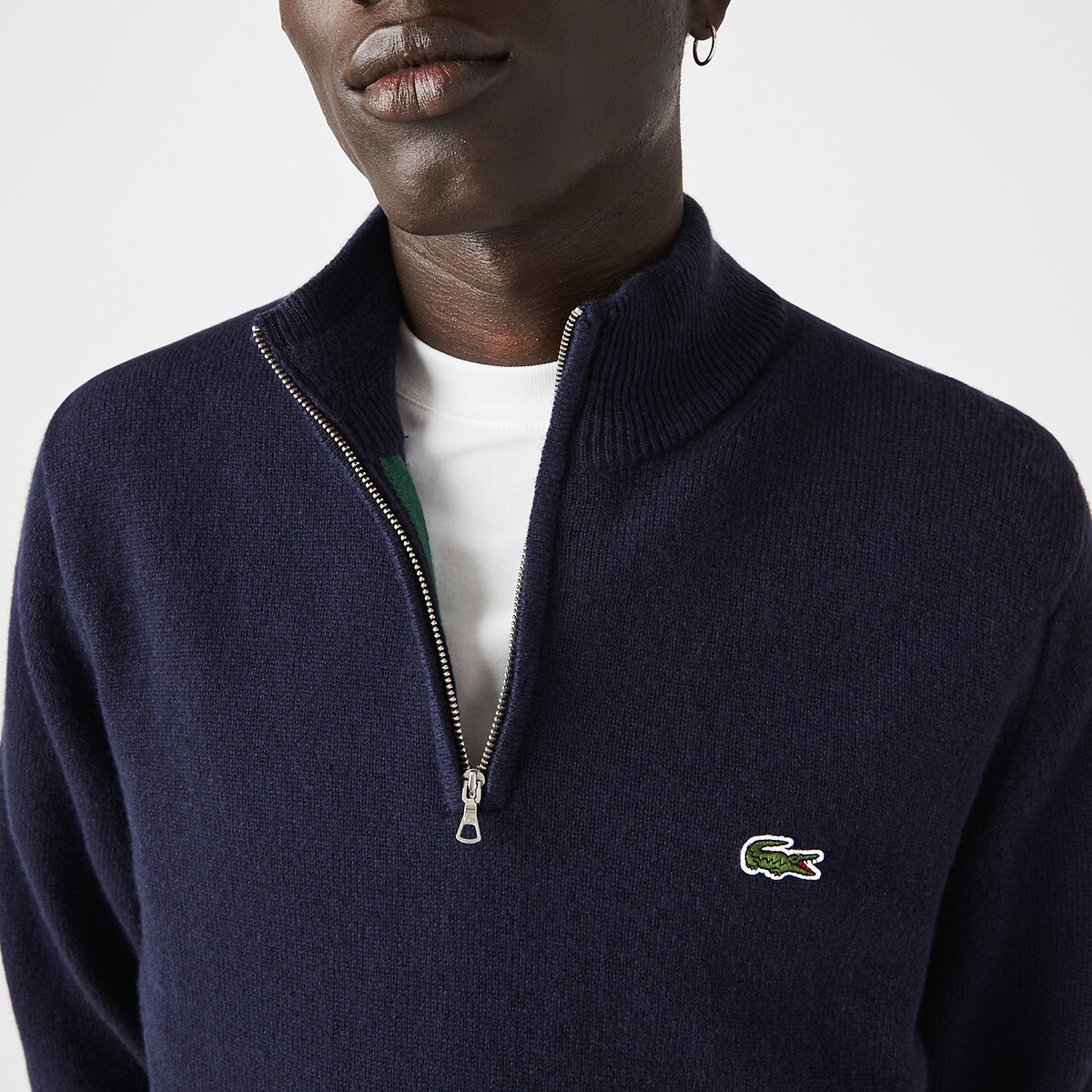 lacoste collared knitted jumper