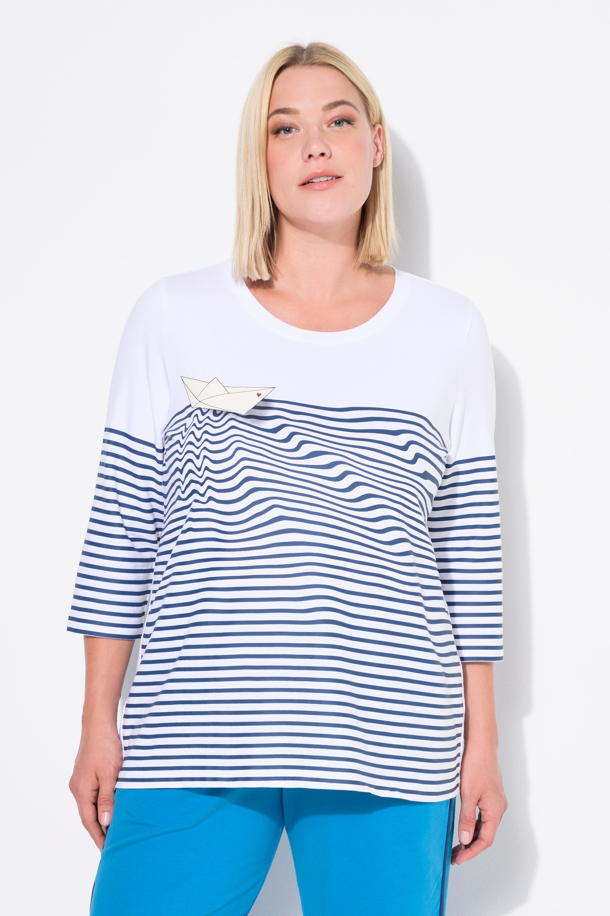 T-shirt à rayures, motif bateau en papier, ULLA POPKEN